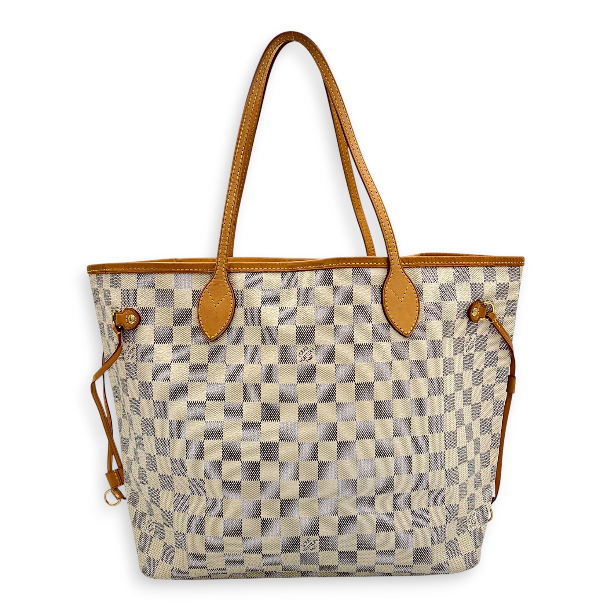 Neverfull Tote Bag MM Azur in Coated Canvas, Gold hardware