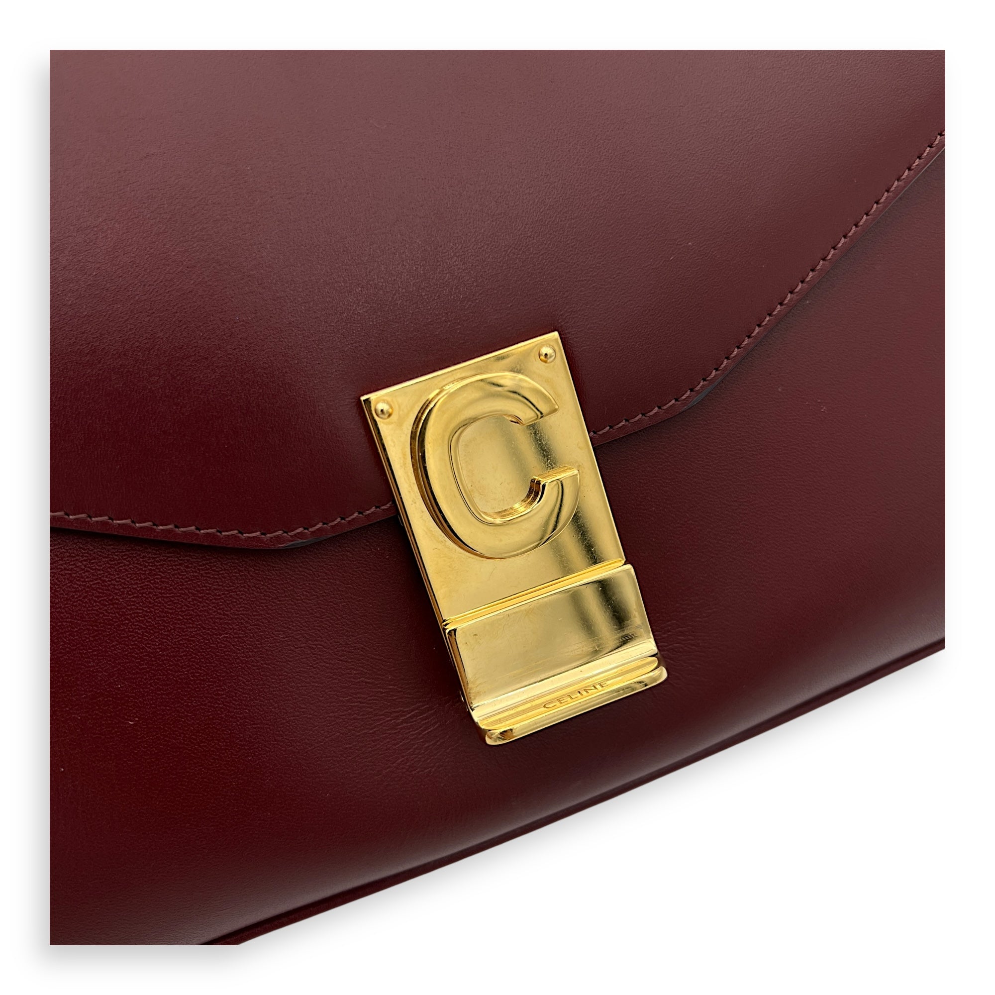 C Red Shoulder Bag in Calfskin, Gold hardware - Image 8
