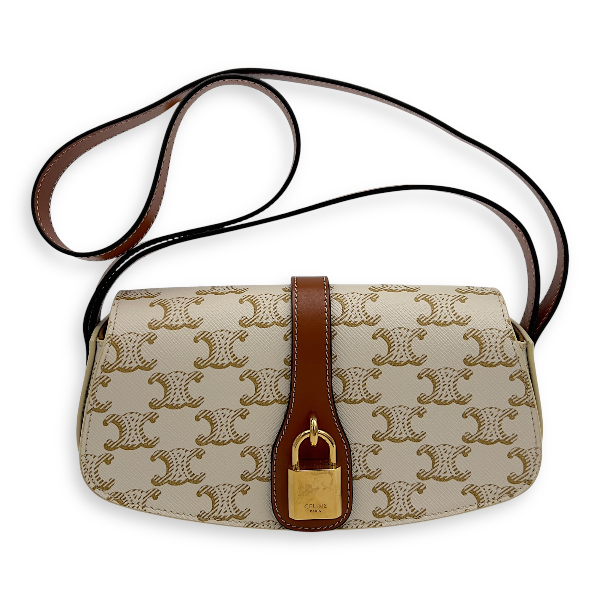 Tabou Shoulder Bag White in Coated Canvas, Gold hardware - Image 10