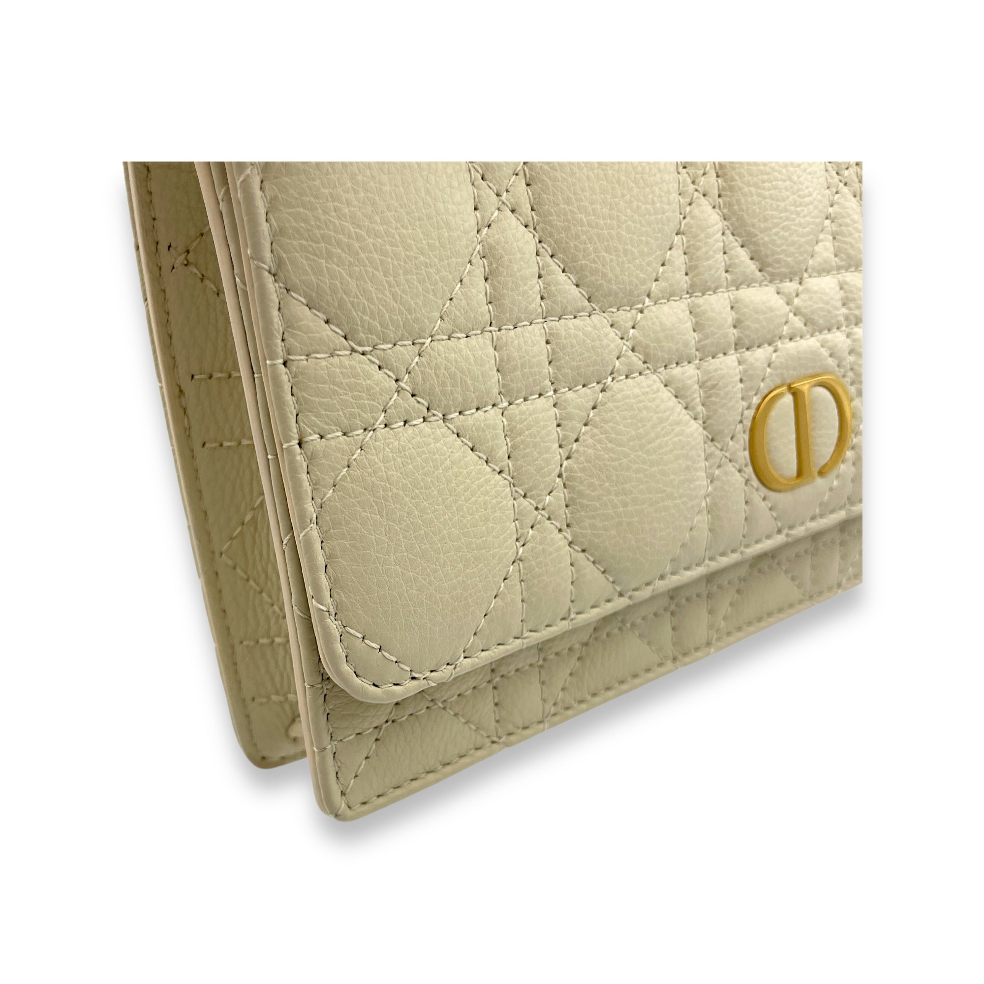 Dior Caro Pouch White in Calfskin, Gold hardware - Image 11