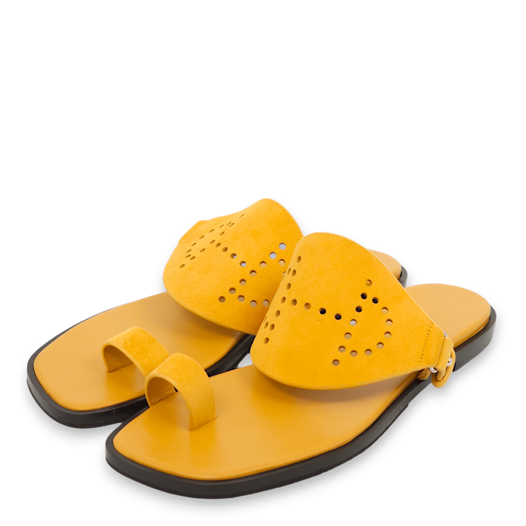 Hera 38 Jaune Laiton Sandals in Suede Leather - Image 3