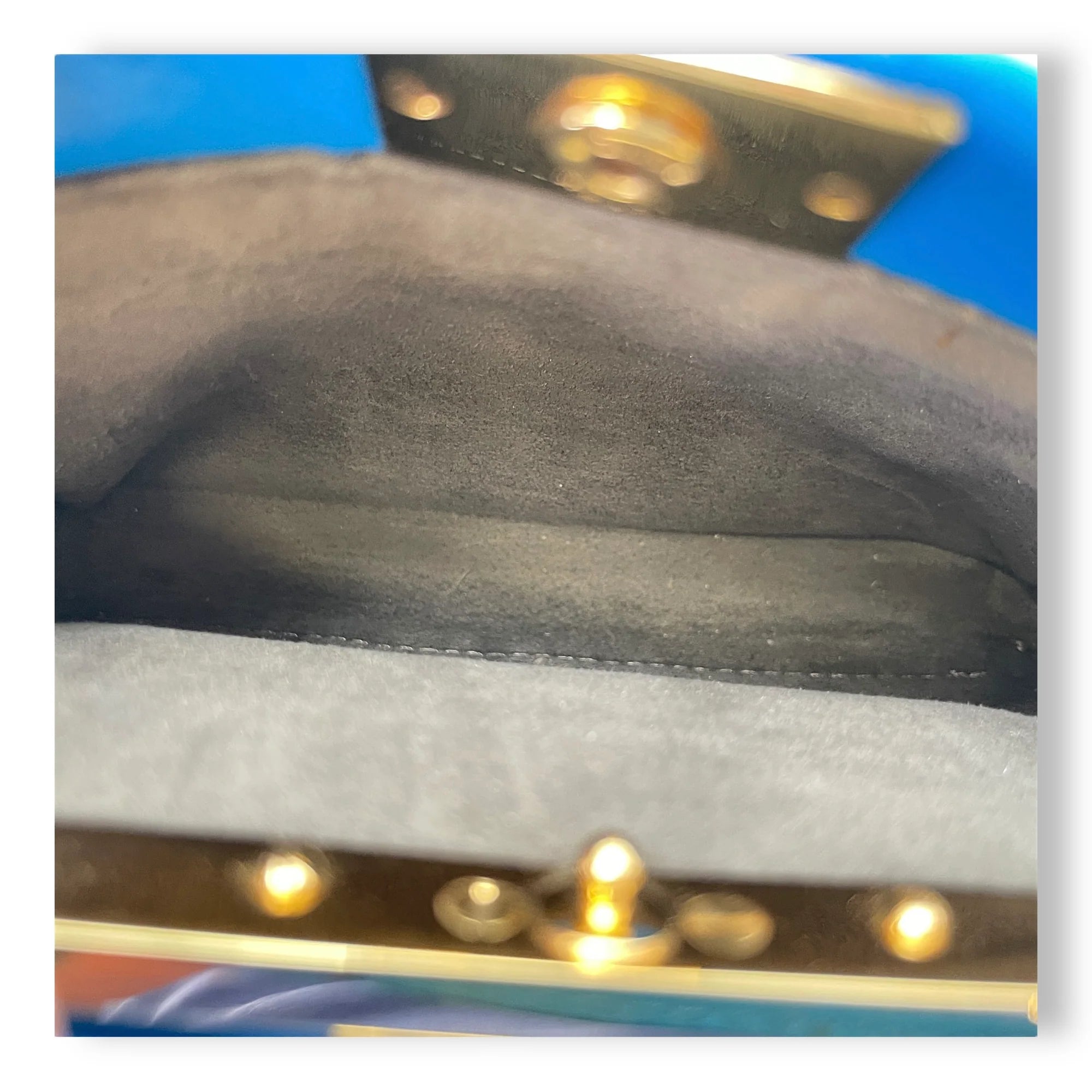 Peekaboo Top Handle Bag Micro Blue in Calfskin , Gold Hardware - Image 7