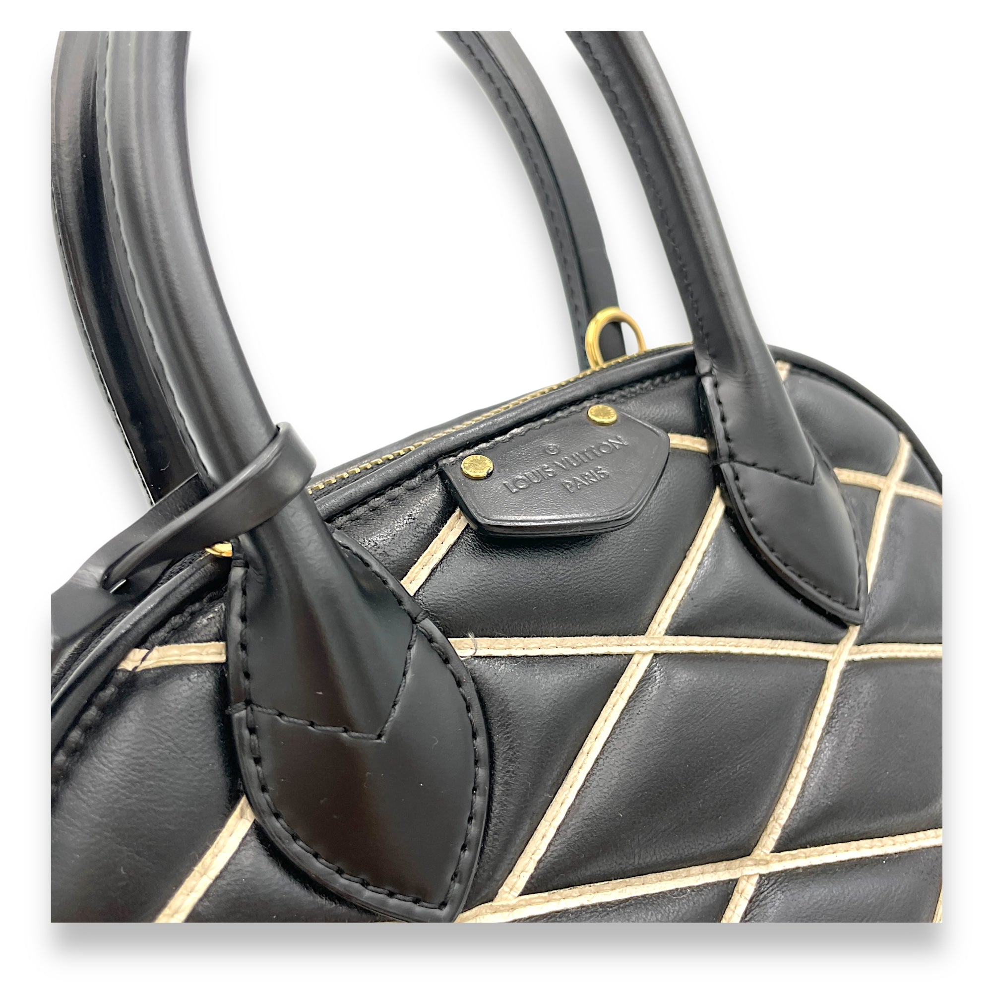 Alma BB Black Top Handle Bag in Calfskin, Gold hardware - Image 7