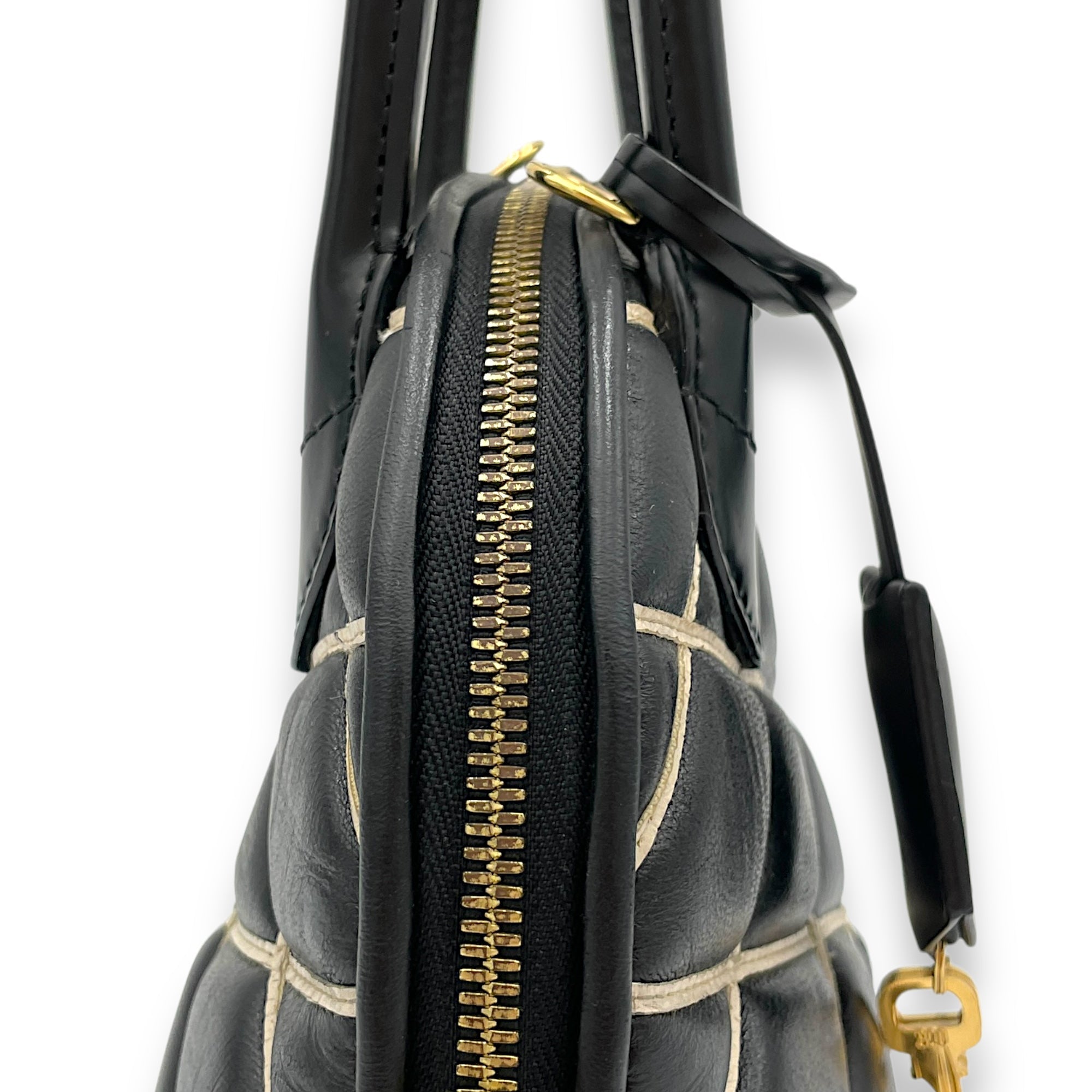 Alma BB Black Top Handle Bag in Calfskin, Gold hardware - Image 9