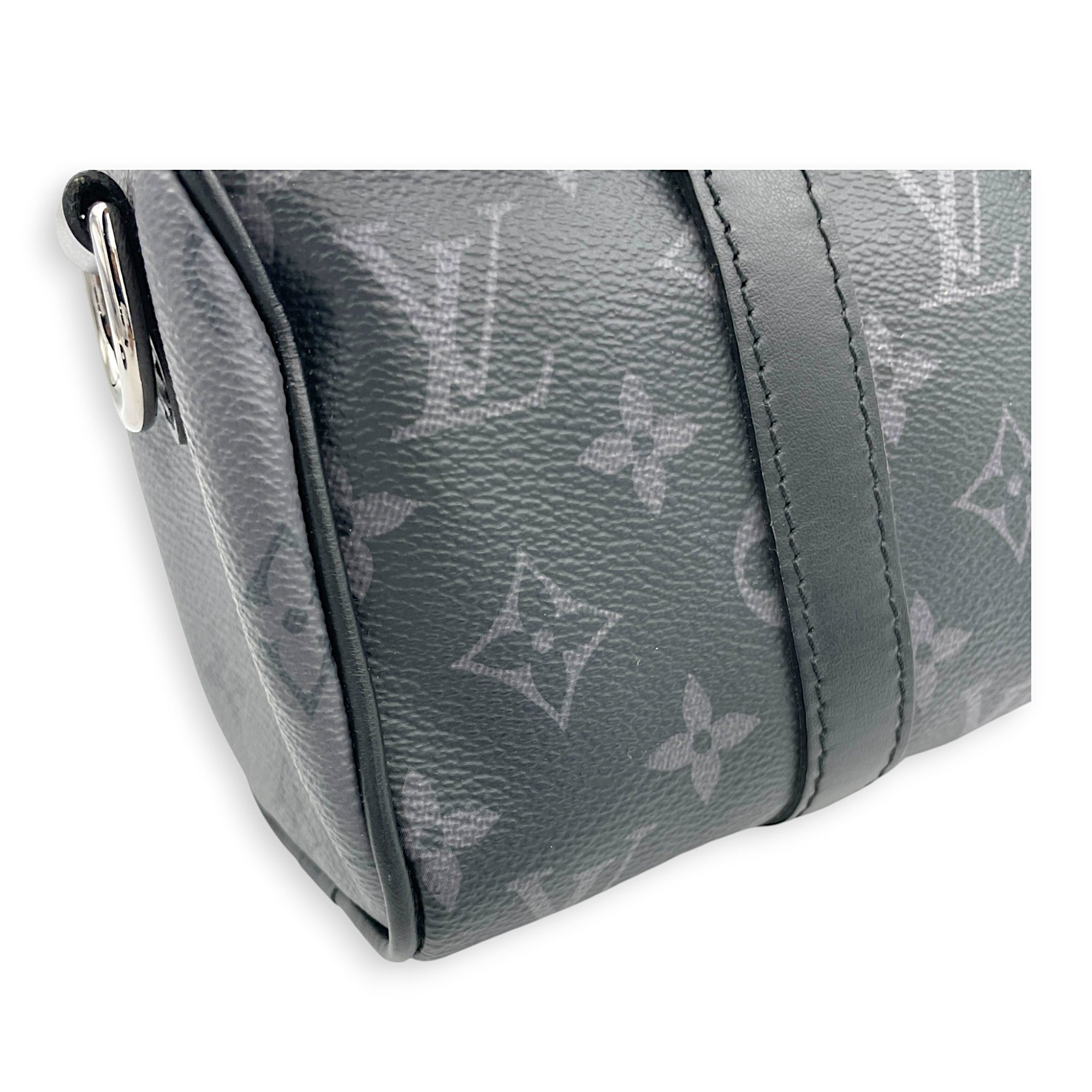 Keepall XS Grey Top Handle Bag in Monogram Coated Canvas, Silver hardware - Image 10