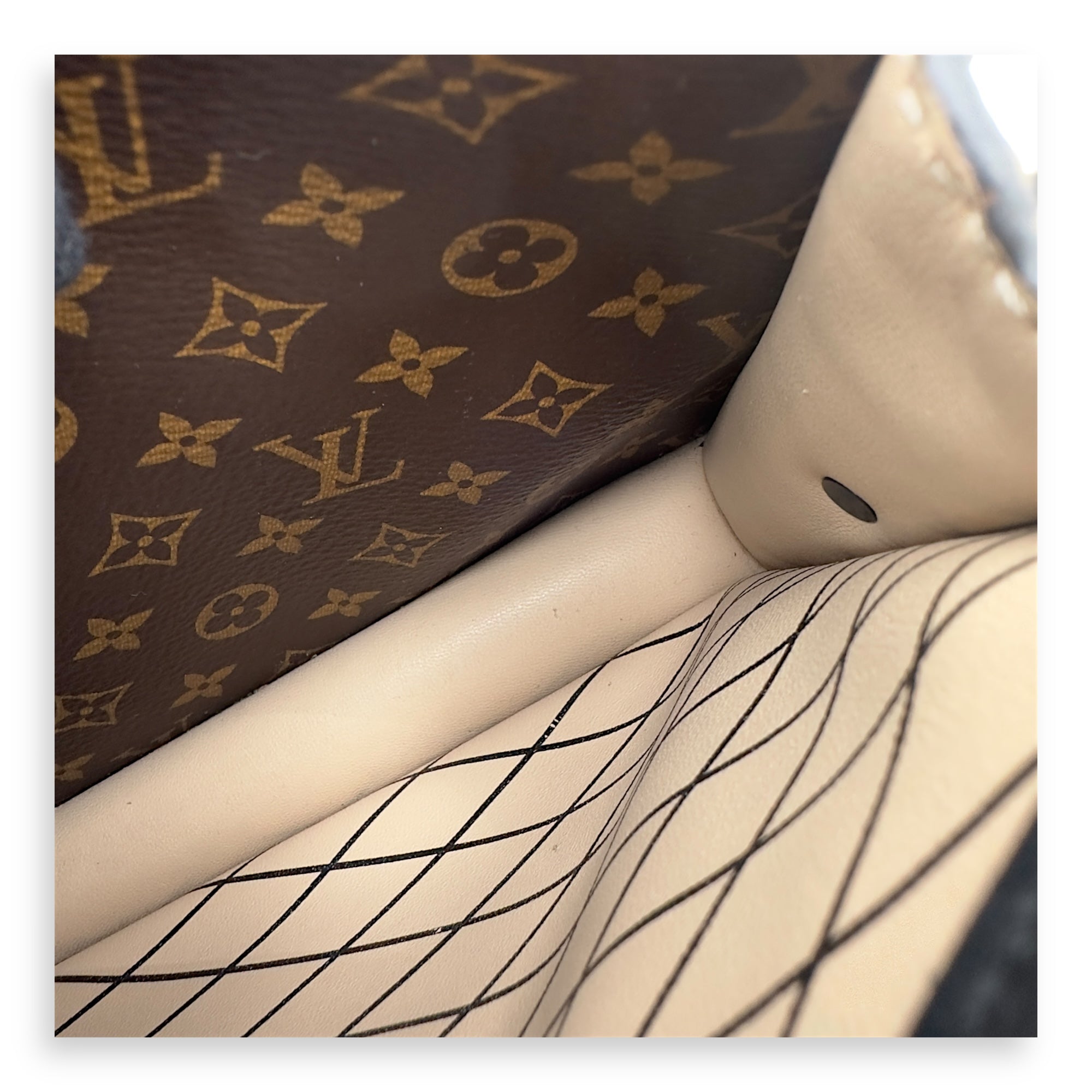 Trunk Clutch 2 Way Brown Crossbody Bag in Coated Canvas, Gold hardware - Image 10