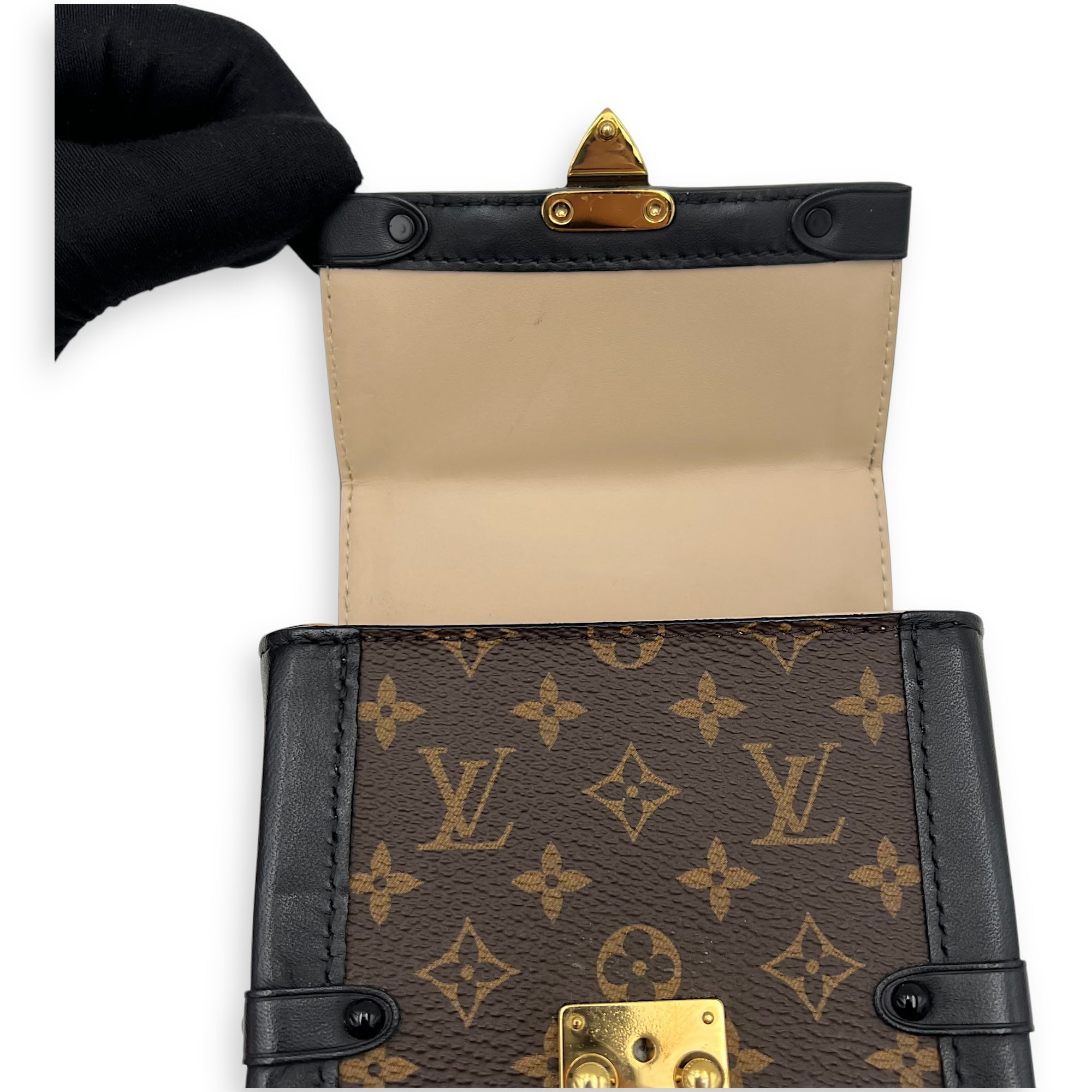 Trunk Vertical Brown Crossbody Bag in Monogram Coated Canvas, Gold hardware - Image 16