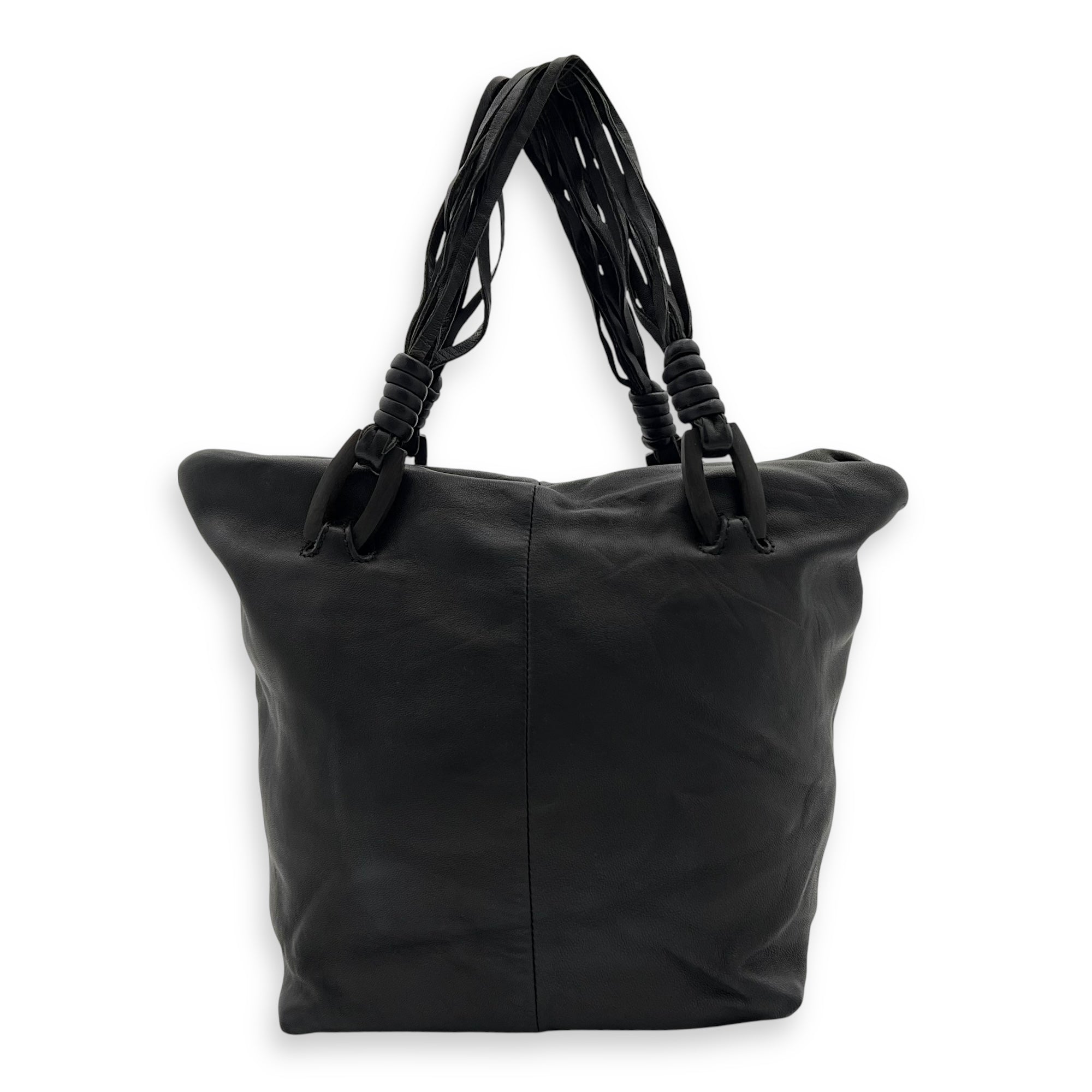 Vintage Top Handle Bag Black in Lambskin, Silver hardware