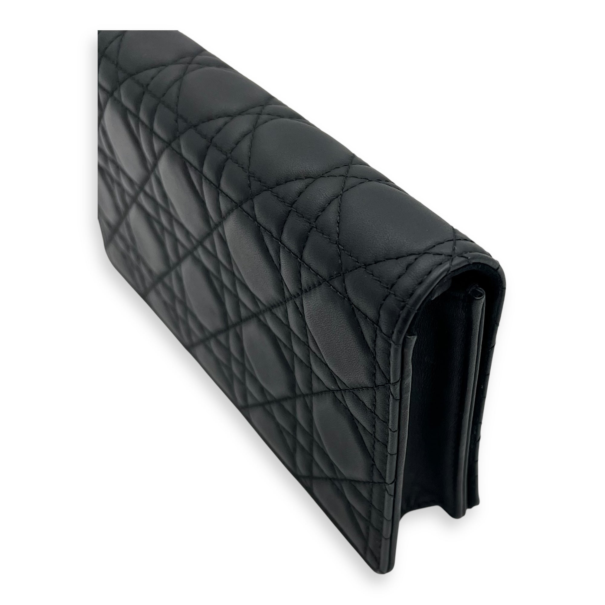 Lady Dior Pouch With Strap Black Wallet On Chain in Calfskin, Silver hardware - Image 12