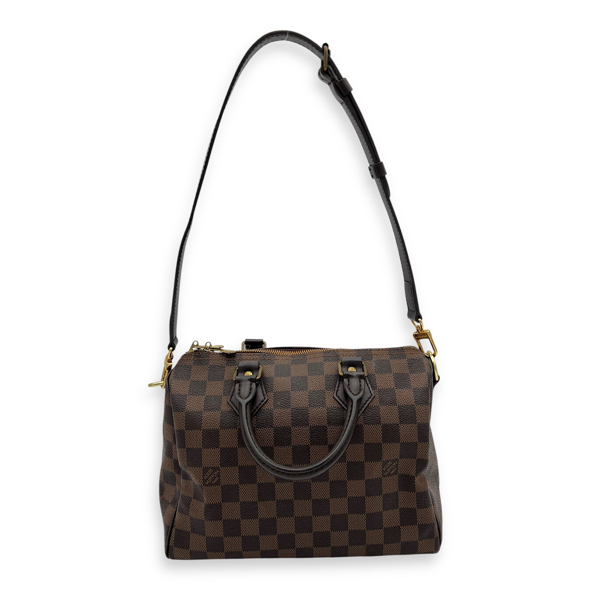 Speedy Bandouliere Top Handle Bag 25 Brown in Coated Canvas, Gold hardware - Image 13