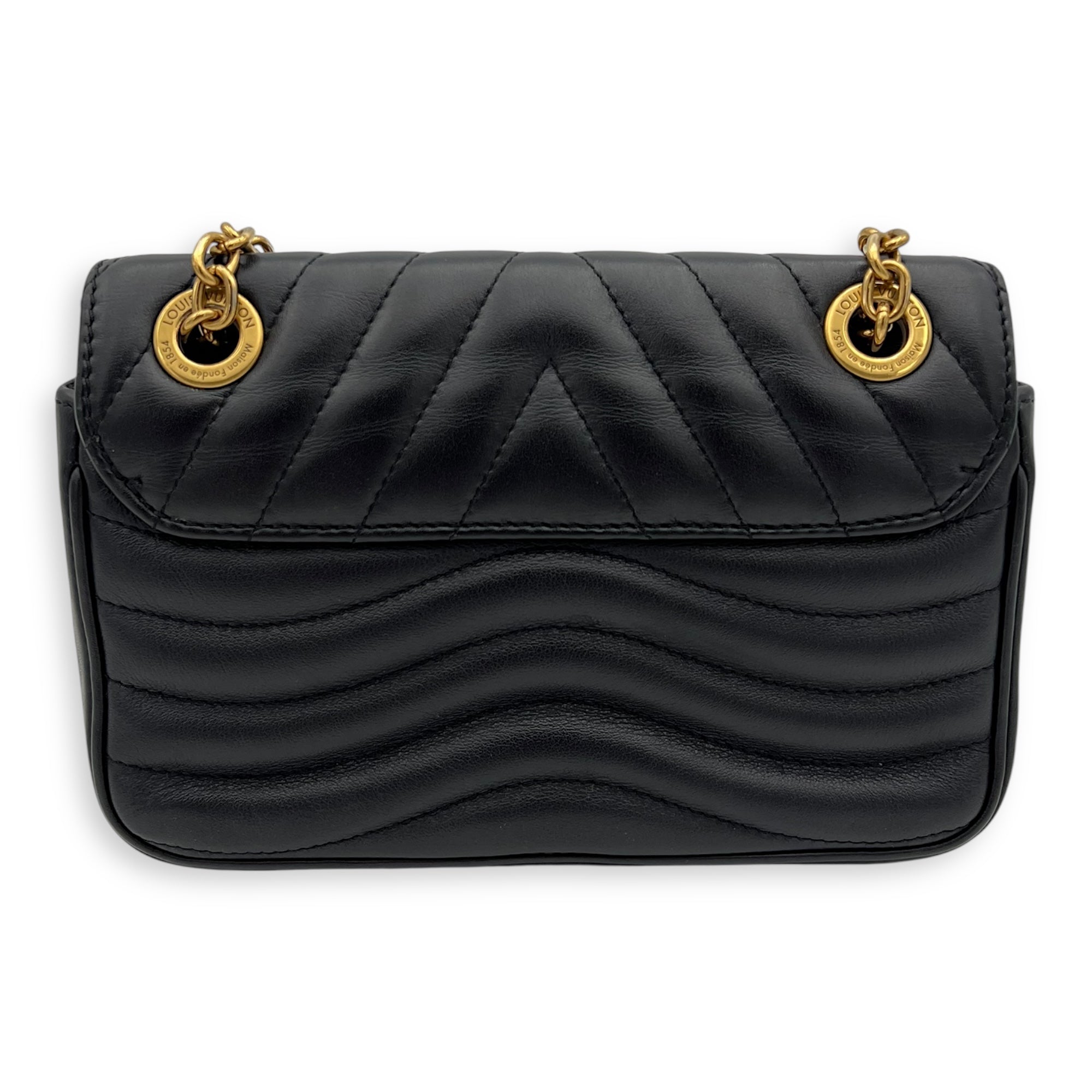 New Wave Crossbody Bag PM Black in Calfskin, Gold hardware - Image 3