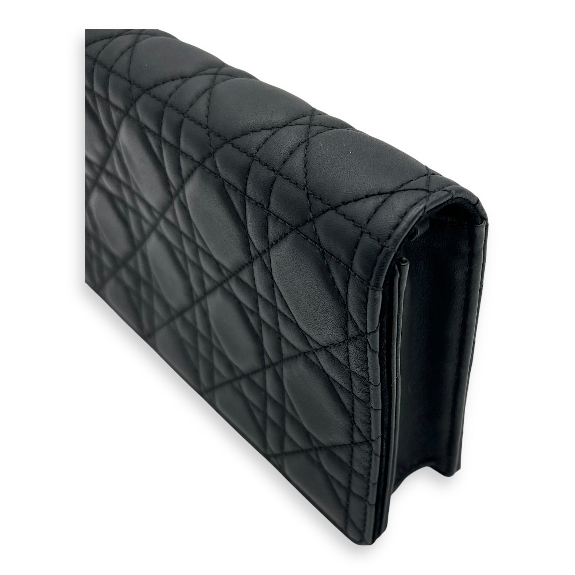 Lady Dior Pouch With Strap Black Wallet On Chain in Calfskin, Silver hardware - Image 11