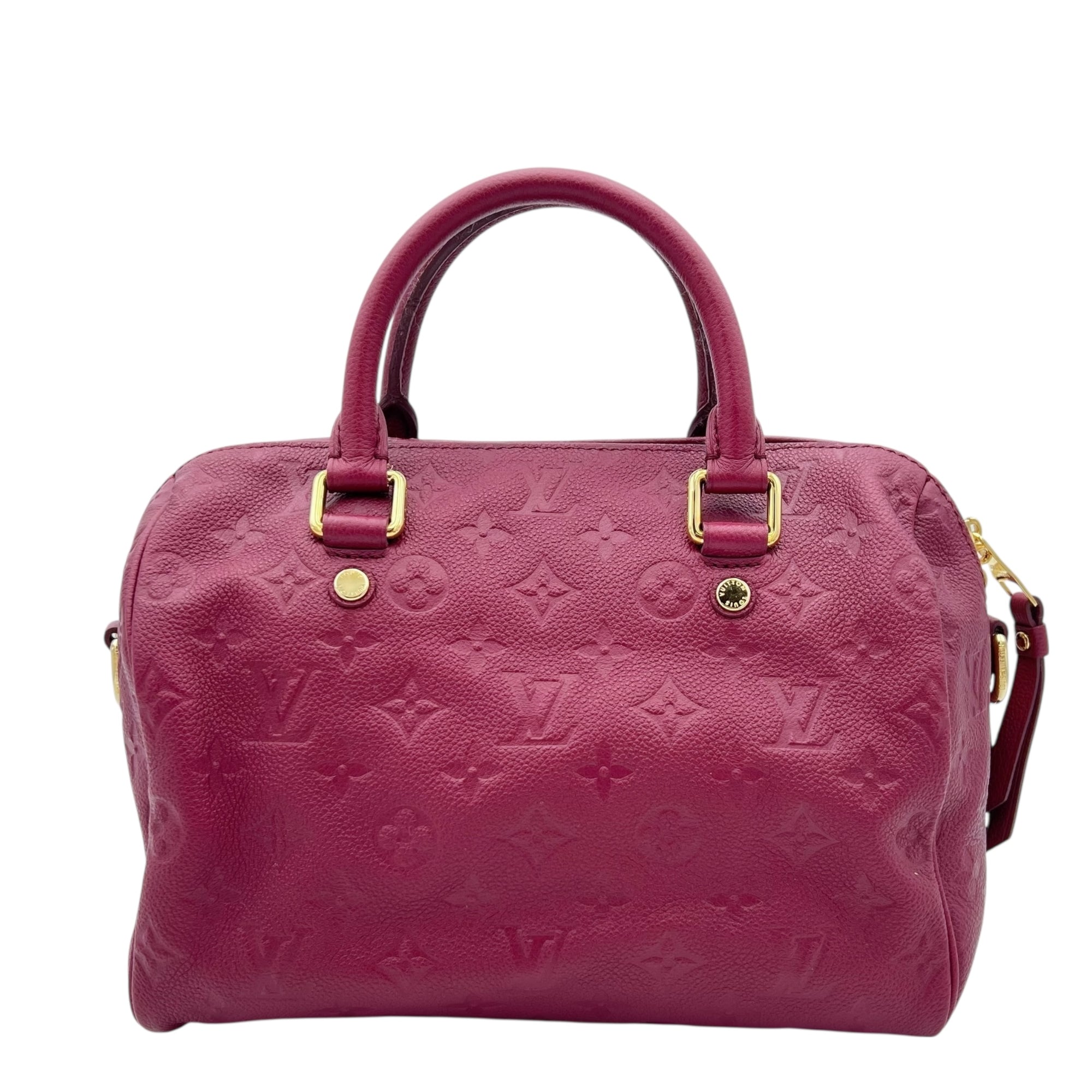 Speedy Bandouliere Top Handle Bag Red in Monogram Empreinte Leather, Gold hardware - Image 3