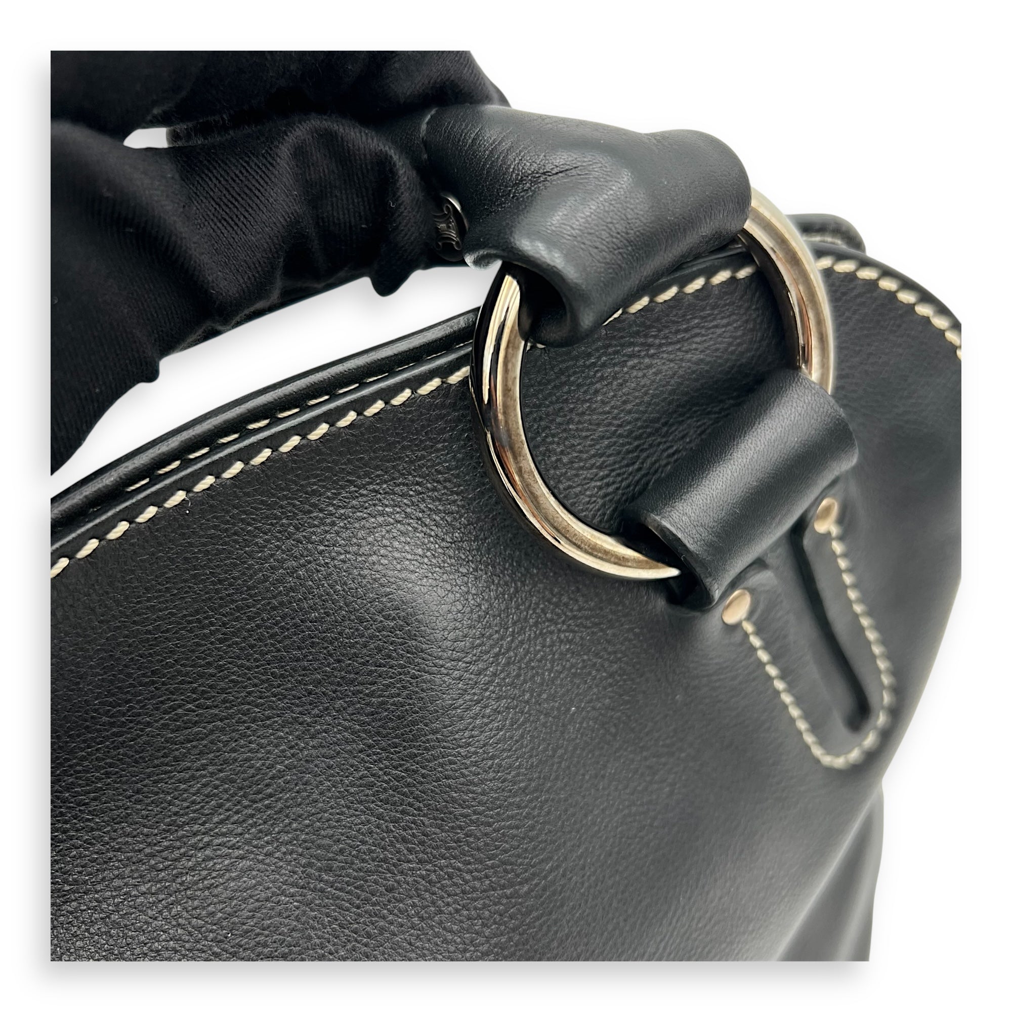 Bittersweet Black Top Handle Bag in Calfskin, Silver hardware - Image 9