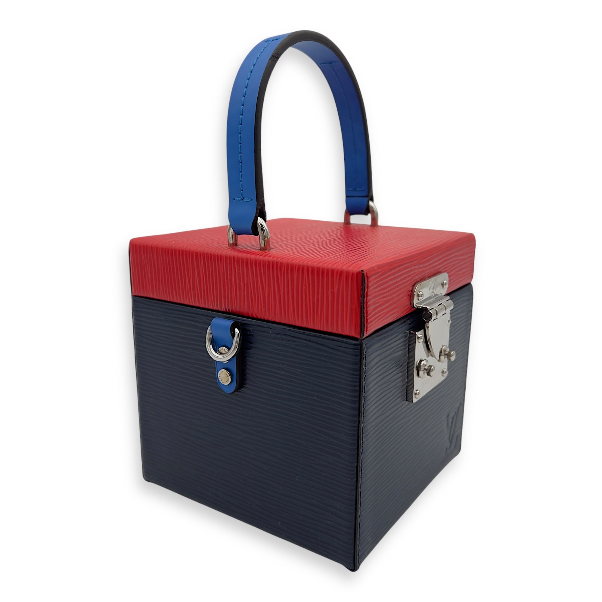 Bleecker Box Top Handle Bag Blue in Epi Leather, Silver hardware - Image 5