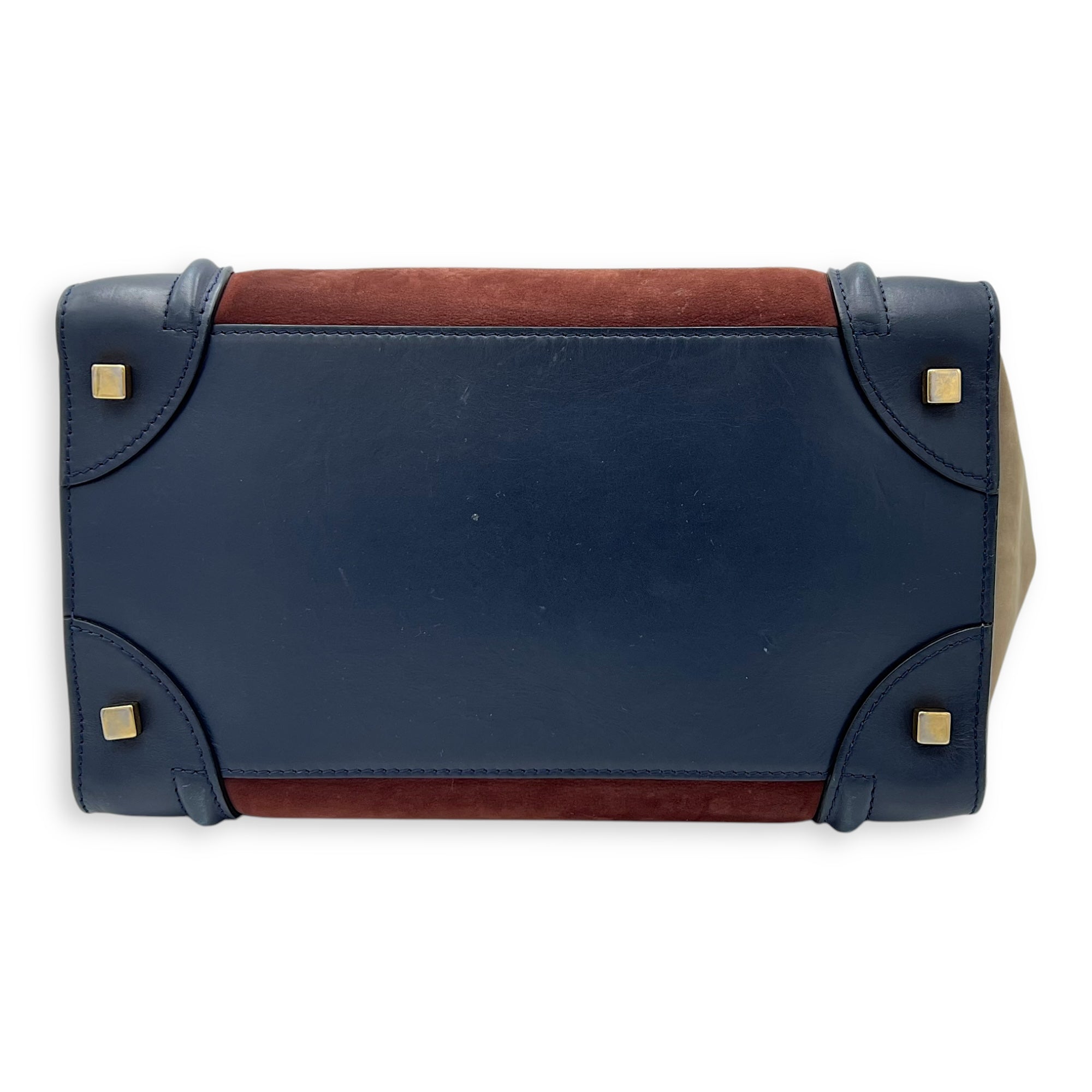 Luggage Mini Multi-colour Top Handle Bag in Suede Leather, Gold hardware - Image 6