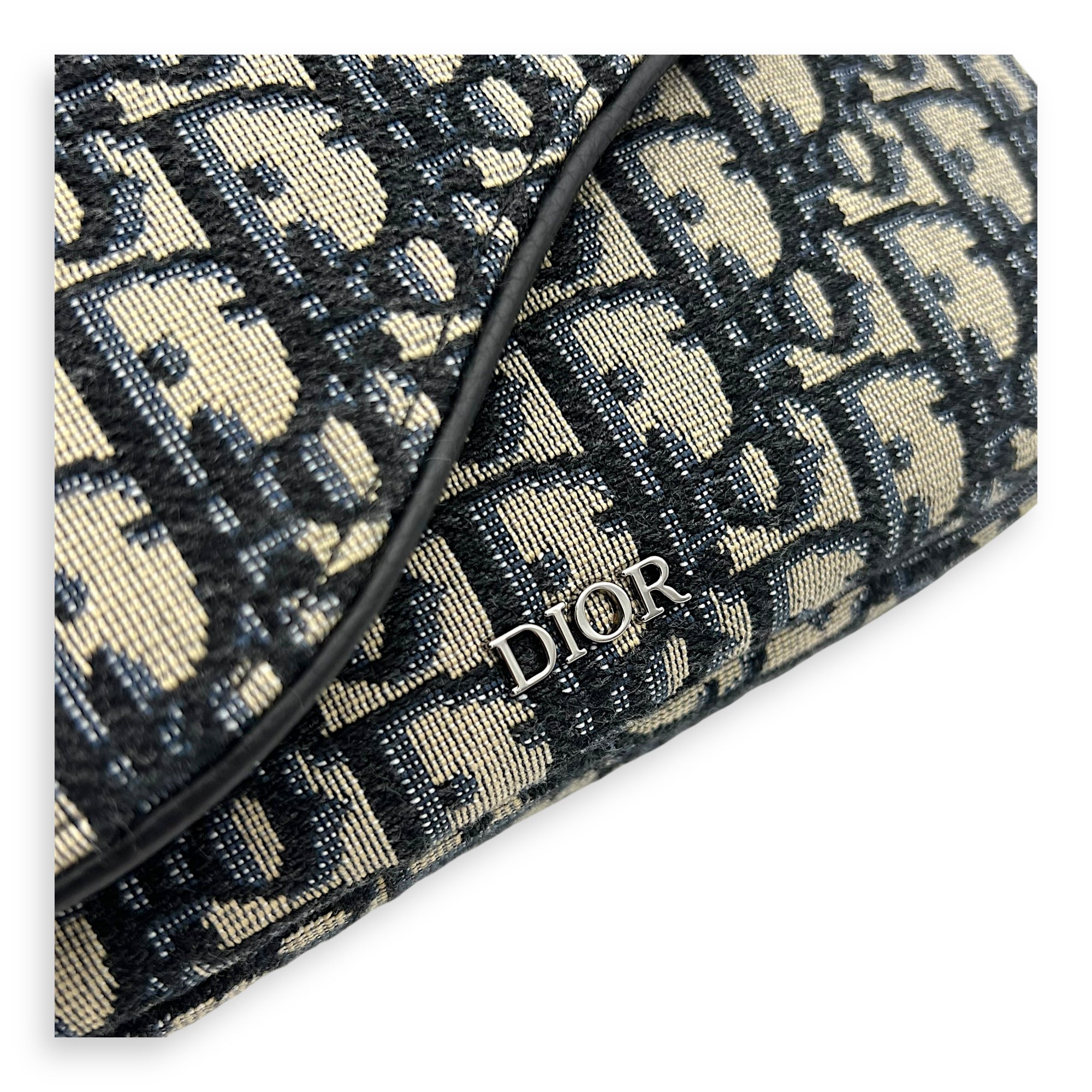 Oblique Belt Bag Blue in Jacquard, Silver hardware - Image 7