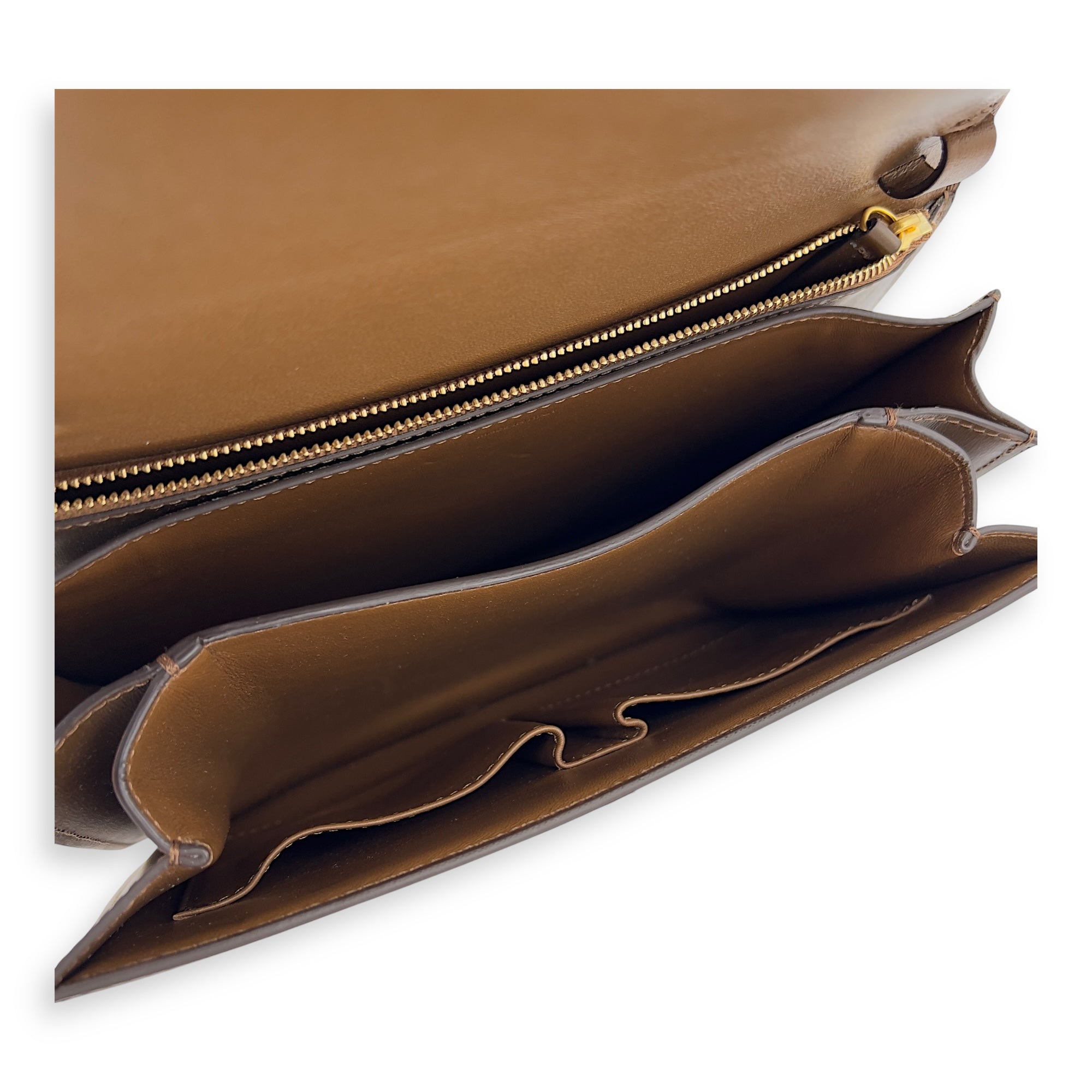 Box Crossbody Bag Beige in Calfskin, Gold hardware - Image 9