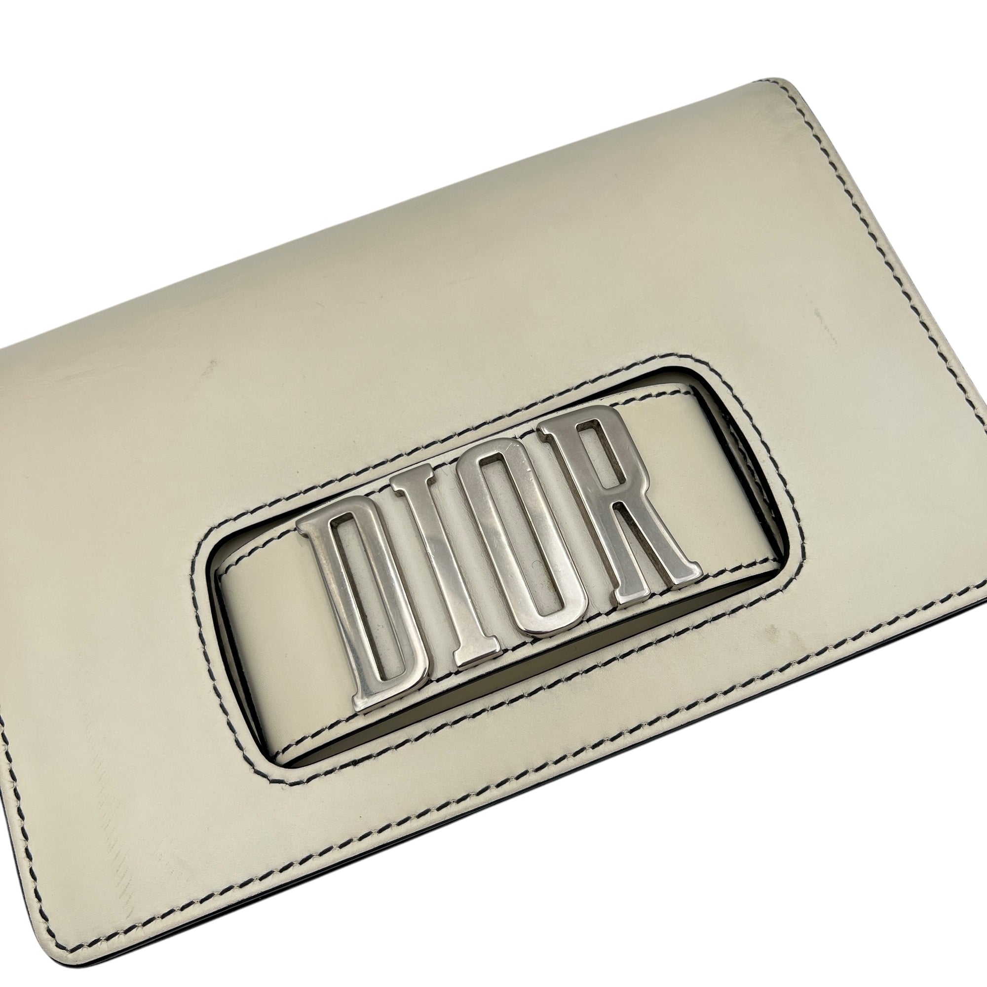 J'adior White Crossbody Bag in Calfskin, Silver hardware - Image 13