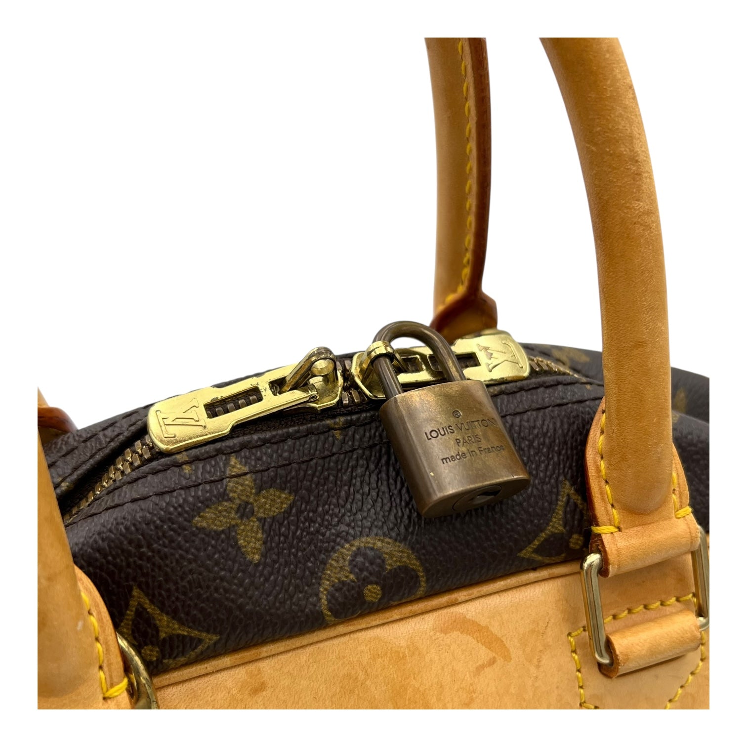 Deauville Top Handle Bag Brown in Monogram Coated Canvas, Gold hardware - Image 8