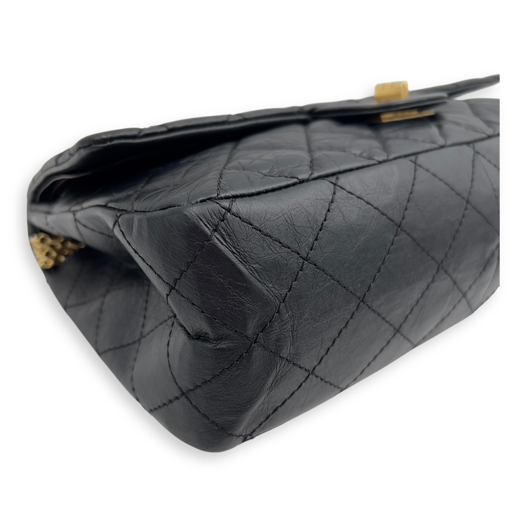 2.55 Shoulder Bag 27 Black in Calfskin, Gold hardware - Image 10