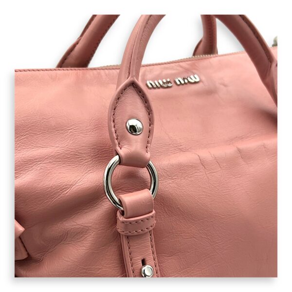2 way bag Top Handle Bag Pink in Goat Leather, Silver hardware - Image 8