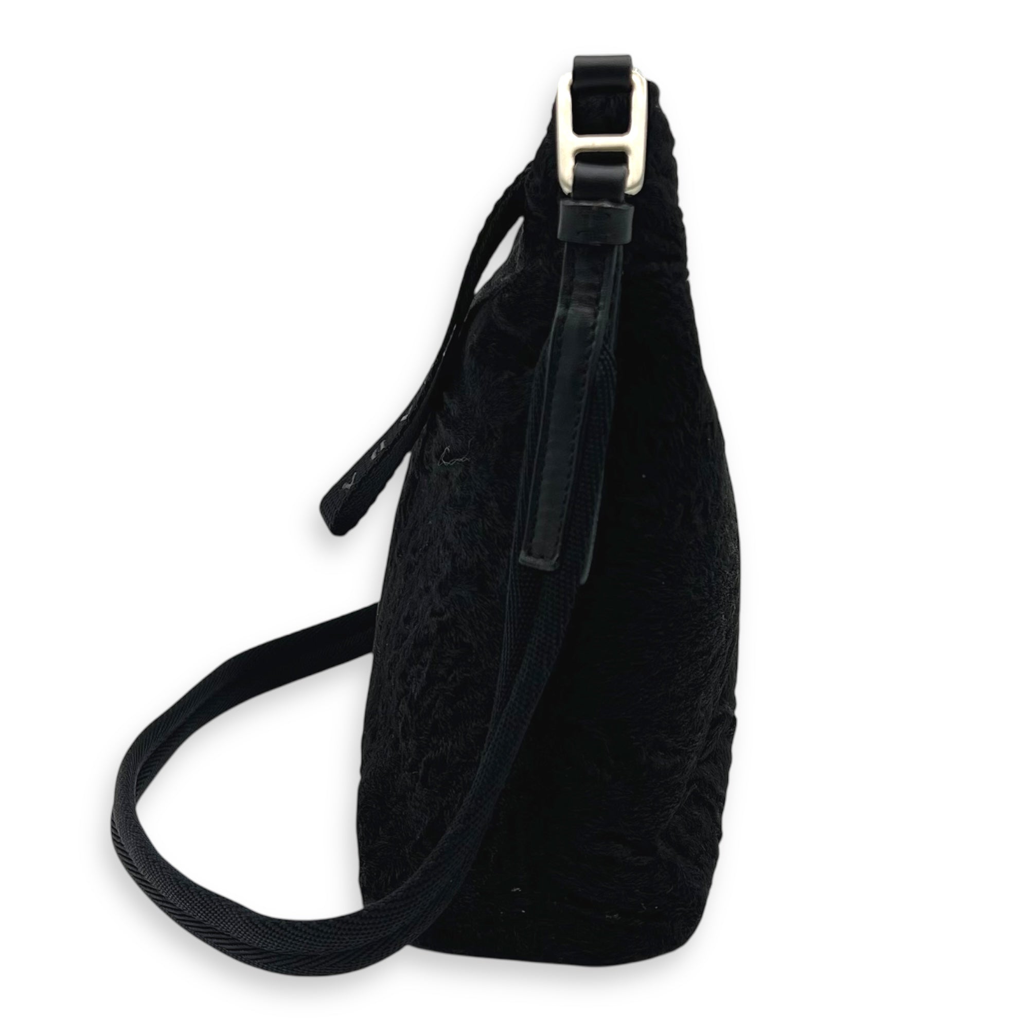 Persian Lamb Black Shoulder Bag in, Silver hardware - Image 4