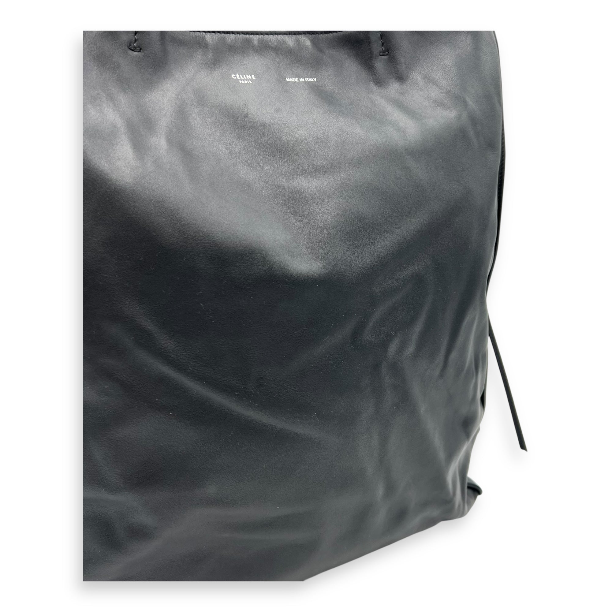 Drawstring Top Handle Bag Black in Calfskin, Silver hardware - Image 9