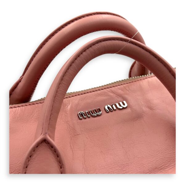 2 way bag Top Handle Bag Pink in Goat Leather, Silver hardware - Image 9