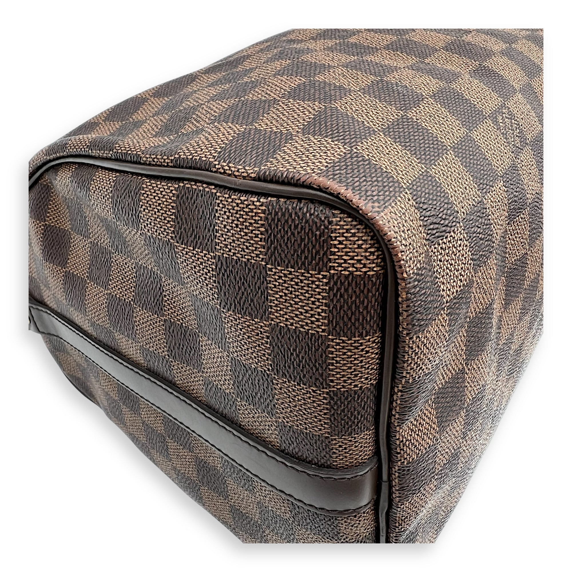 Speedy Bandouliere 35 Brown Top Handle Bag in Coated Canvas, Gold hardware - Image 8