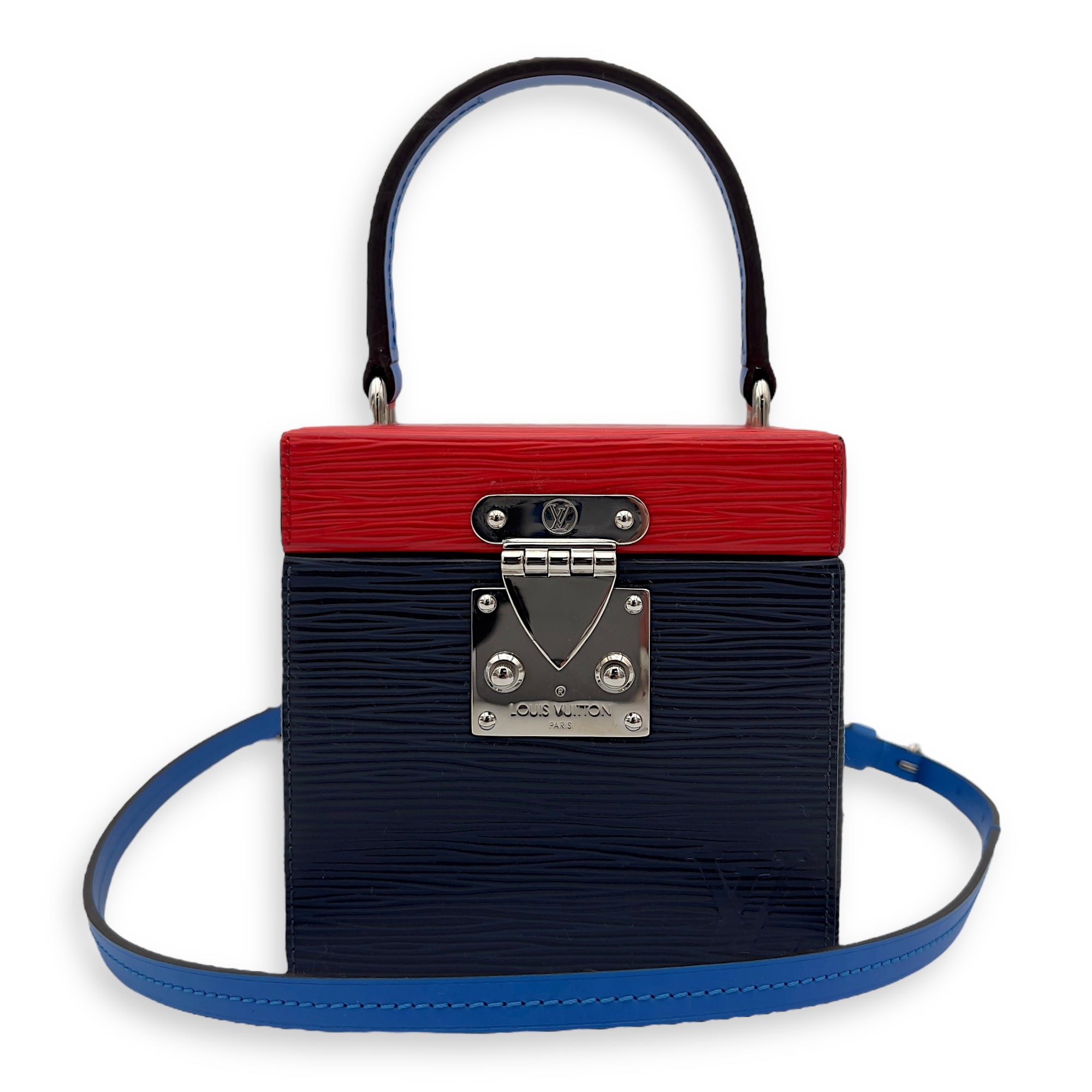 Bleecker Box Top Handle Bag Blue in Epi Leather, Silver hardware - Image 10