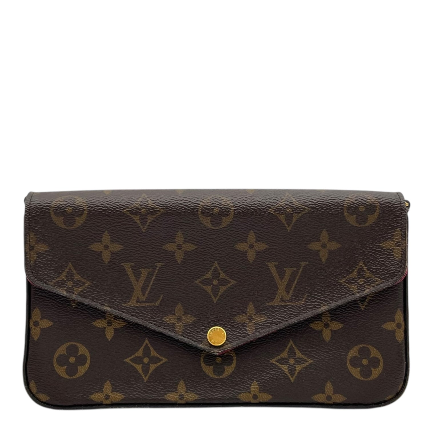 Felicie Wallet On Chain Brown in Monogram Coated Canvas, Gold hardware