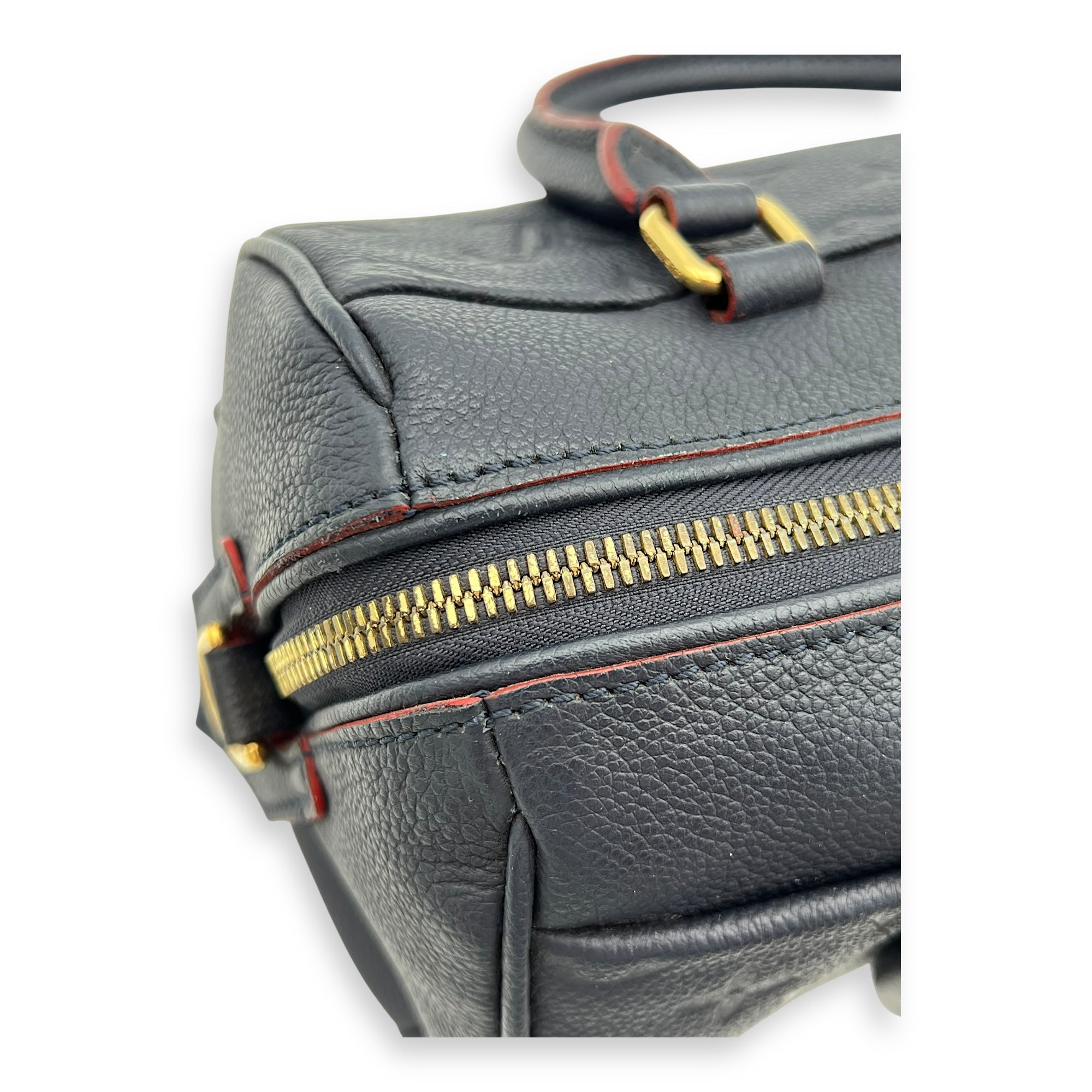 Speedy Bandouliere Top Handle Bag 25 Blue in Empreinte Leather, Gold hardware - Image 13