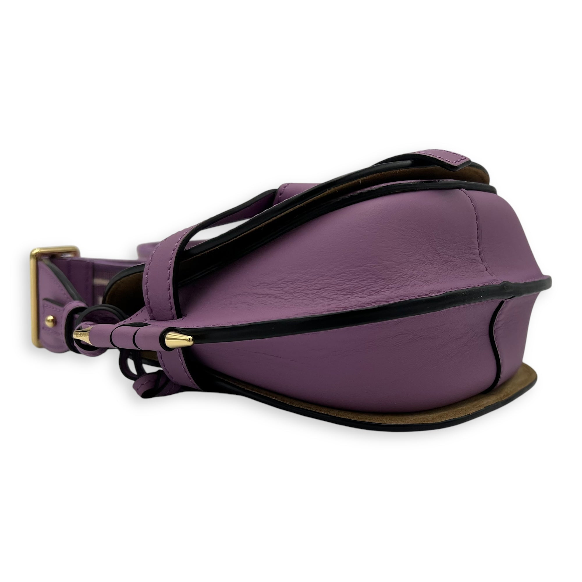 Gate Dual Mini Purple Crossbody Bag in Calfskin, Gold hardware - Image 9