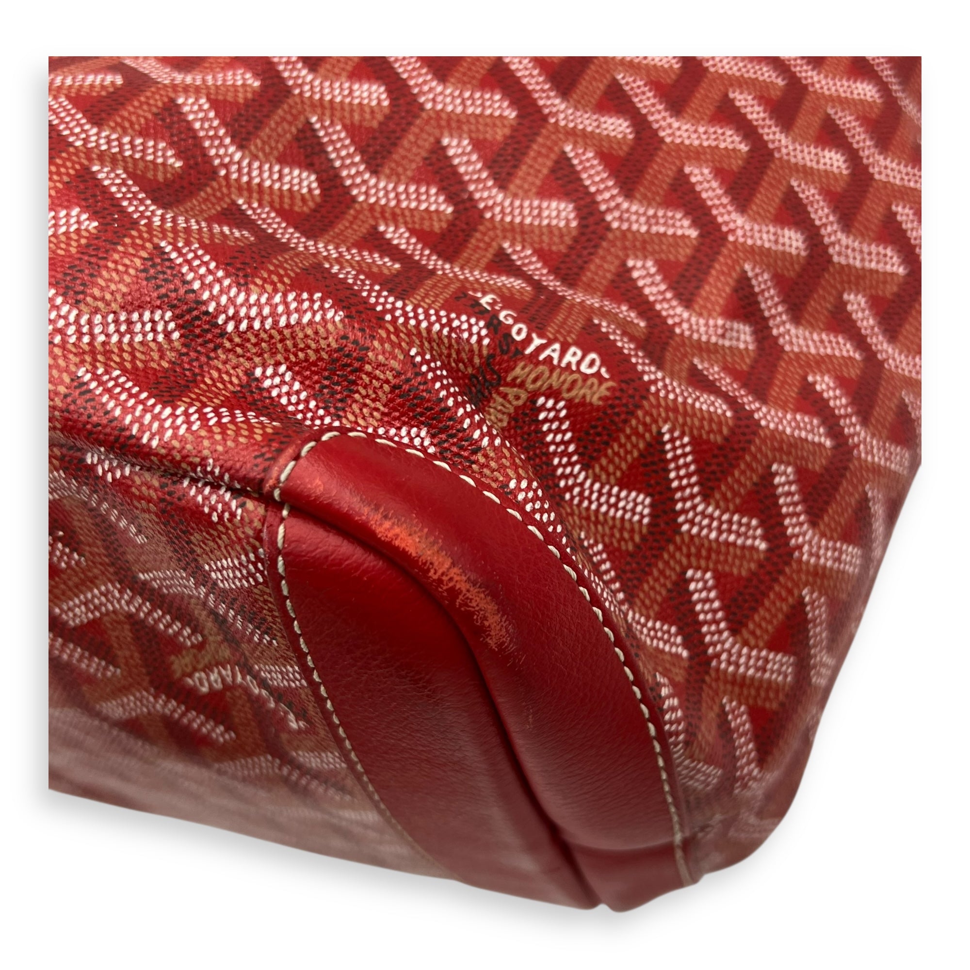 Artois MM Red Tote Bag in Coated Canvas, Silver hardware - Image 13