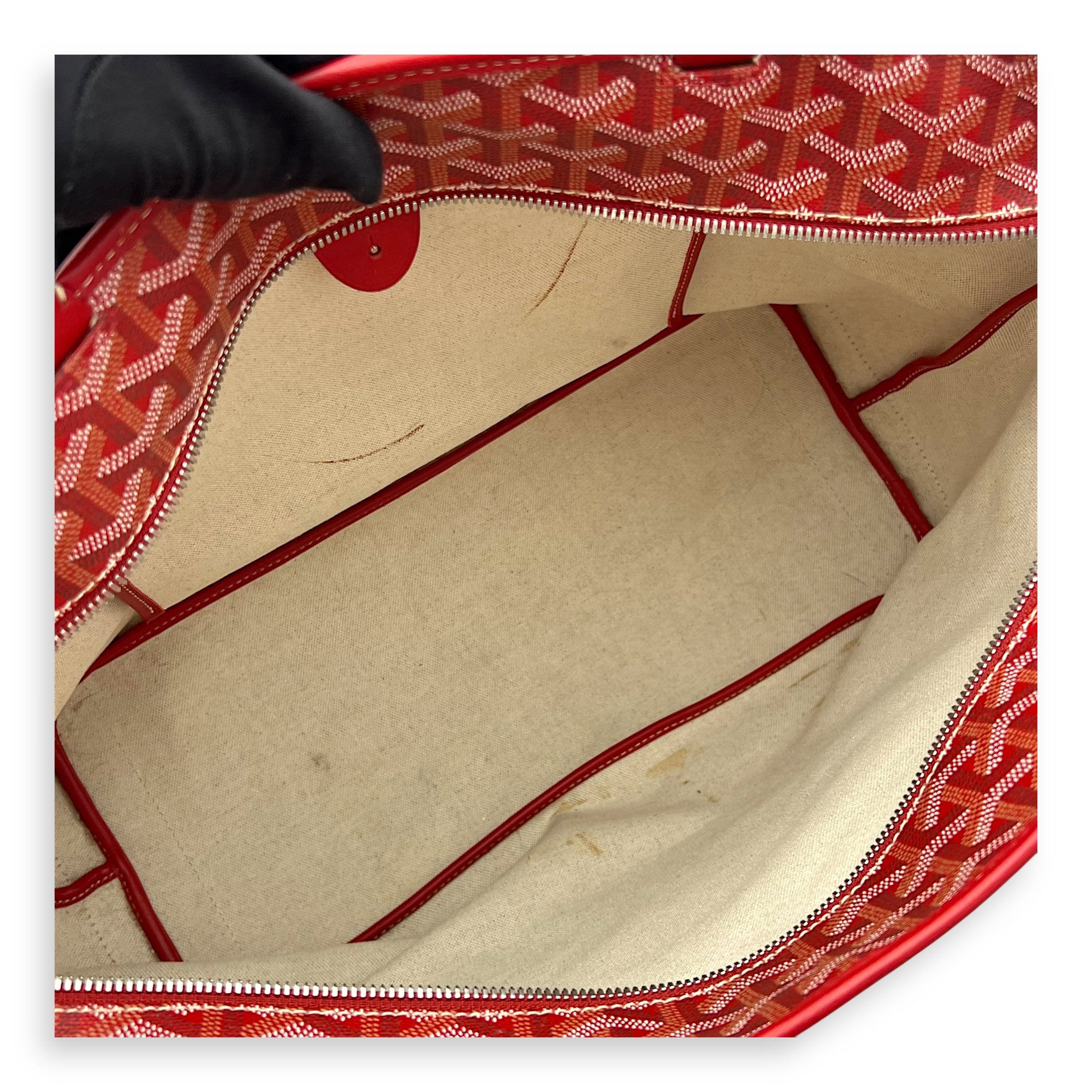 Artois MM Red Tote Bag in Coated Canvas, Silver hardware - Image 14