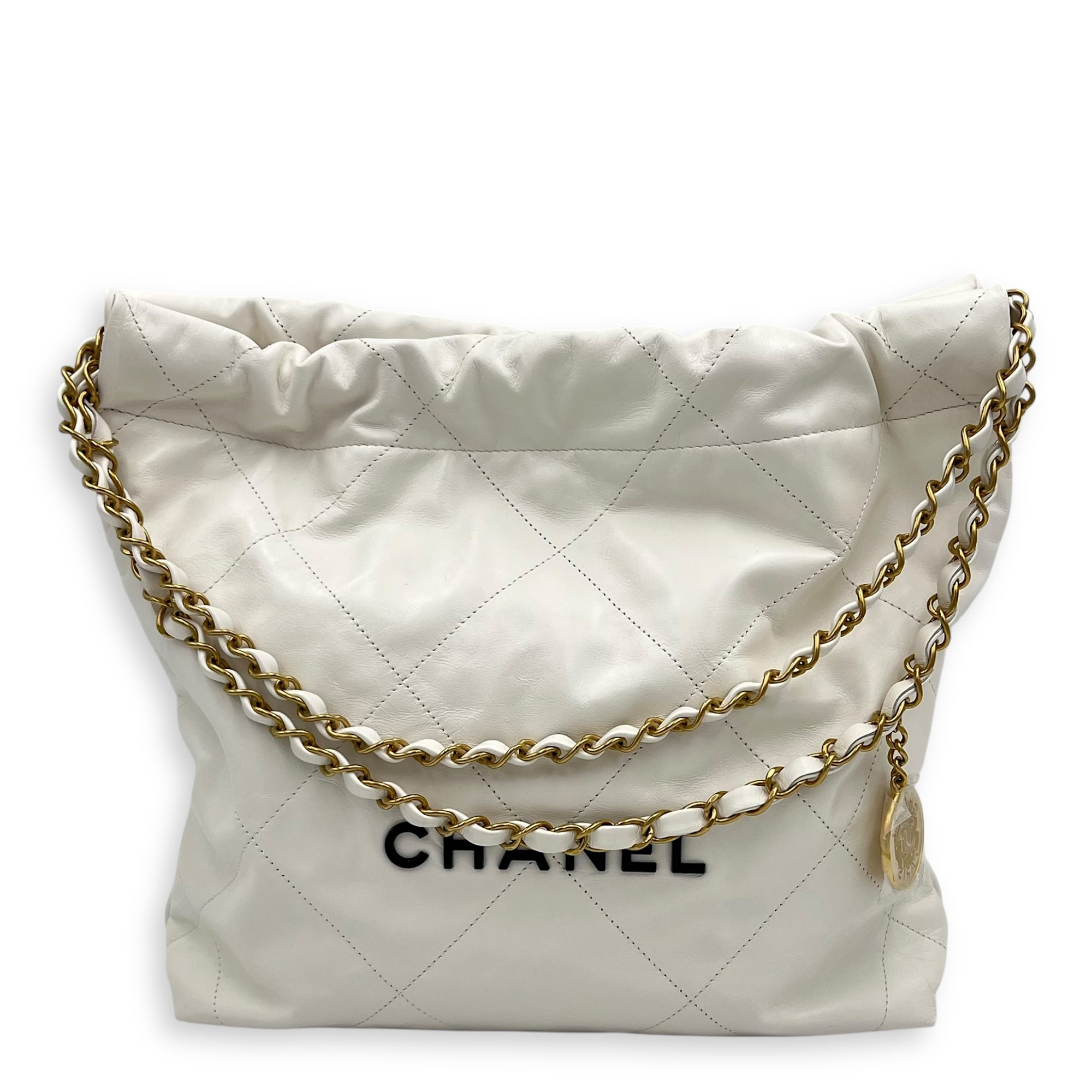 22 Tote White Tote Bag in Calfskin, Mixed hardware - Image 14