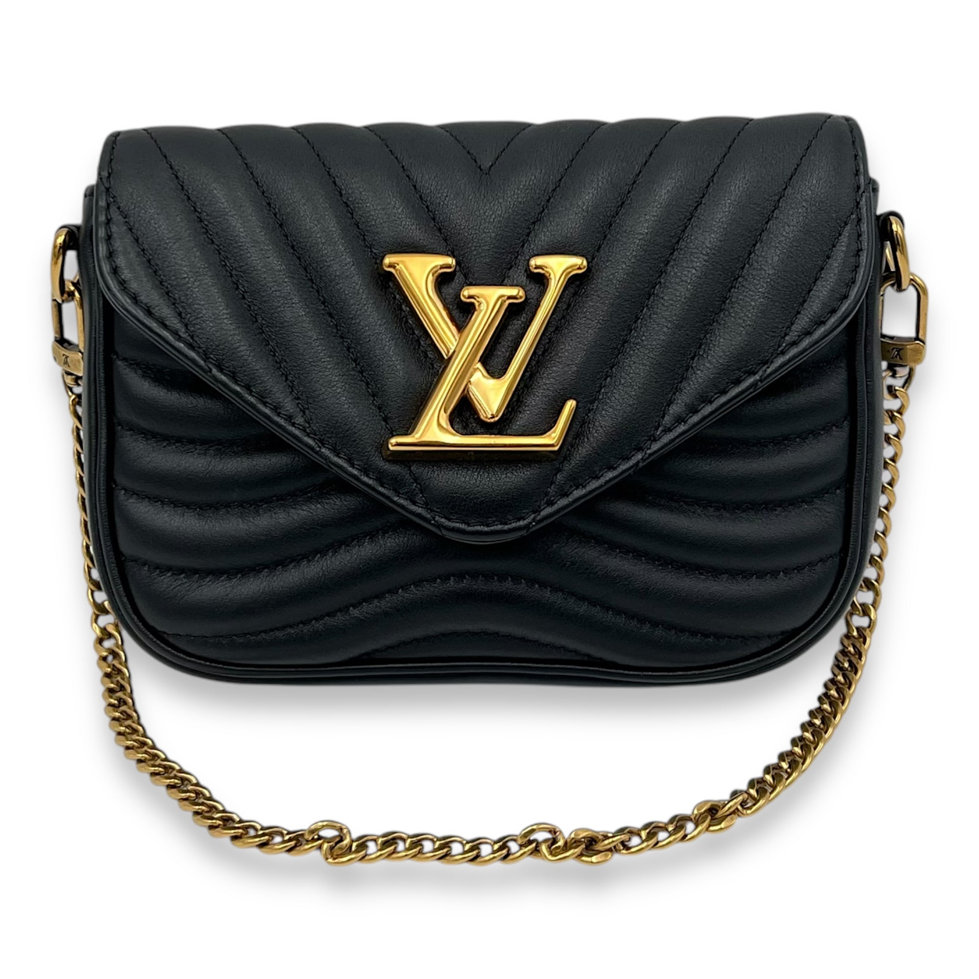 New Wave Crossbody Bag Black in Calfskin, Gold hardware - Image 9
