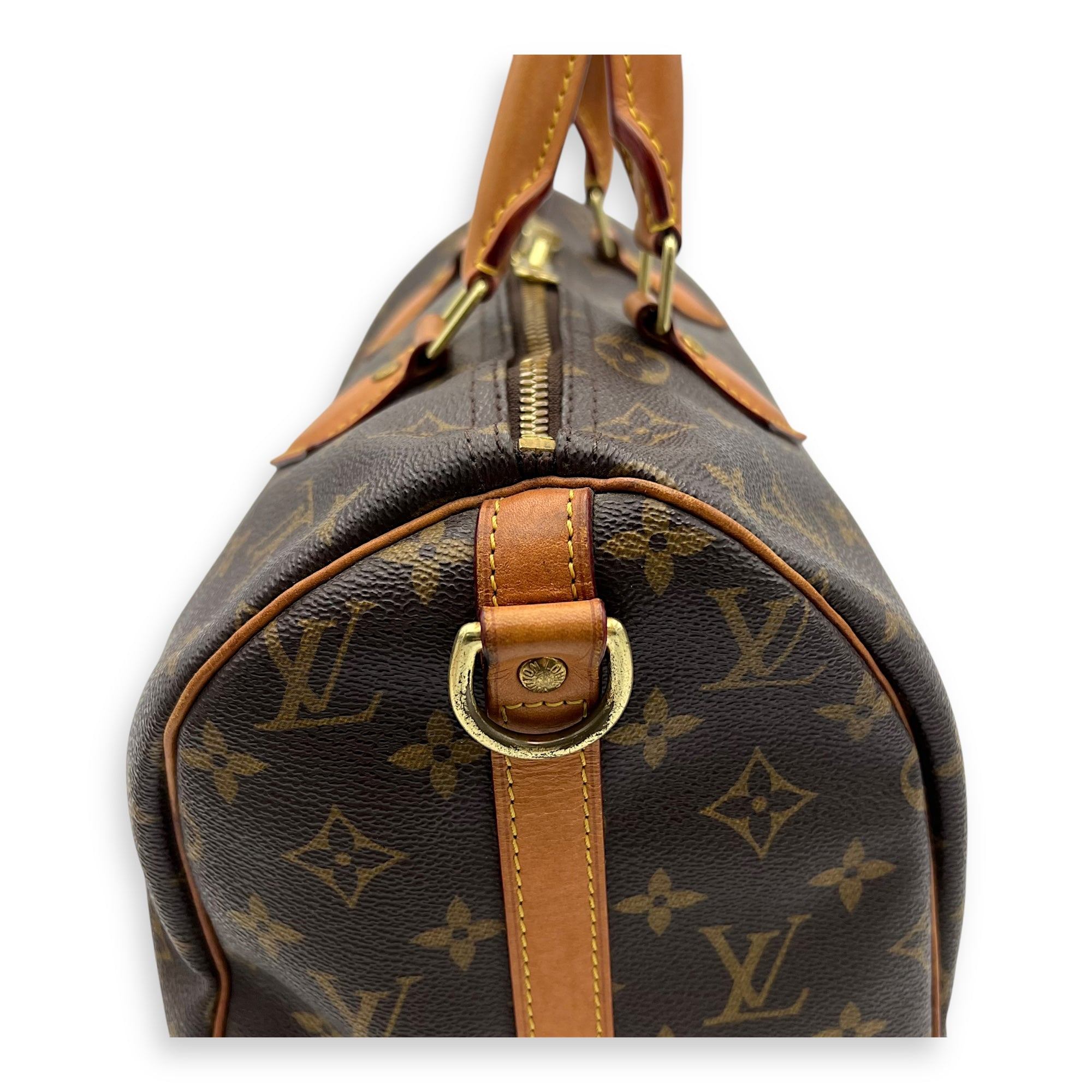 Speedy Bandouliere Top Handle Bag 30 Brown in Monogram Coated Canvas, Gold hardware - Image 9