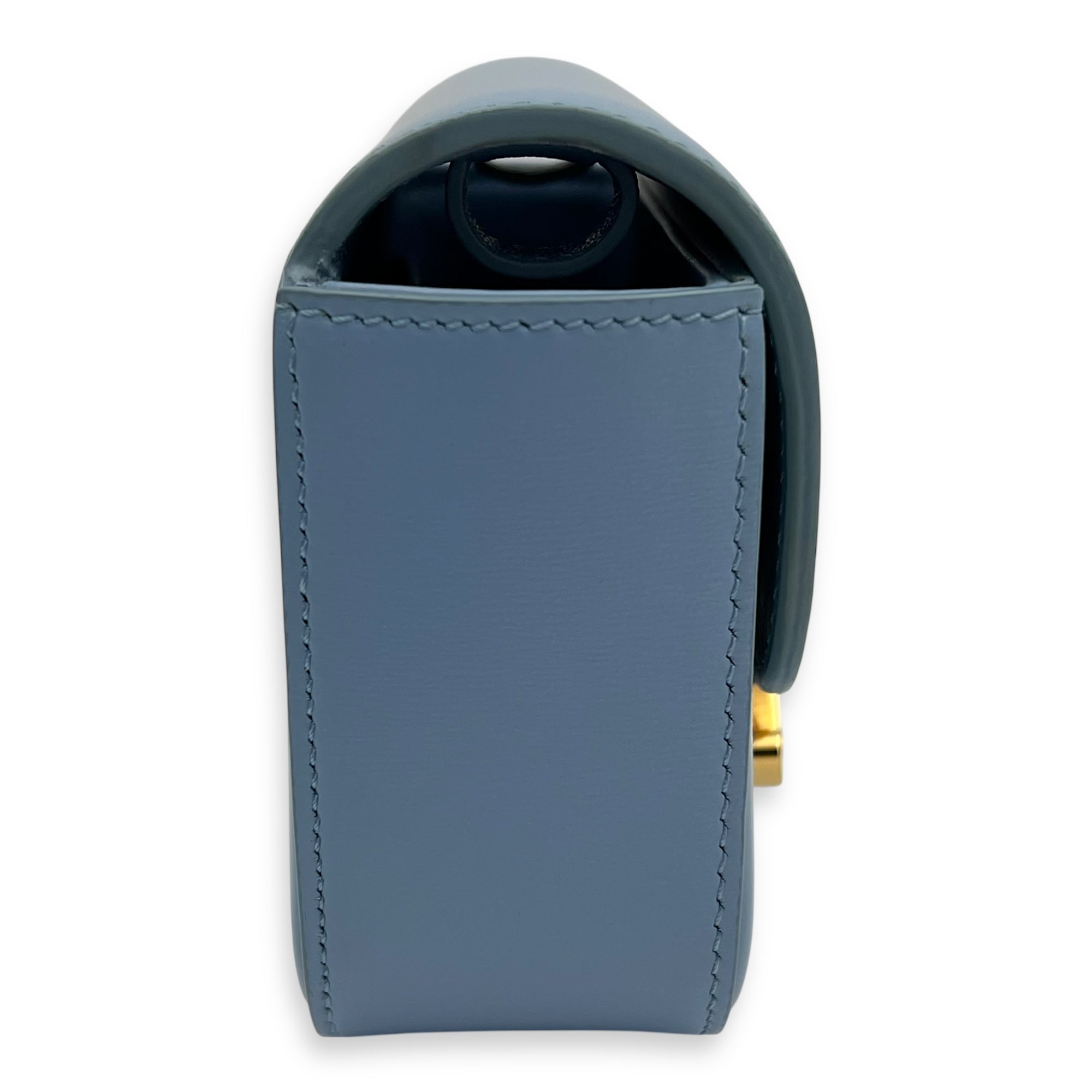 Claude Crossbody Bag Blue in Calfskin, Gold hardware - Image 5