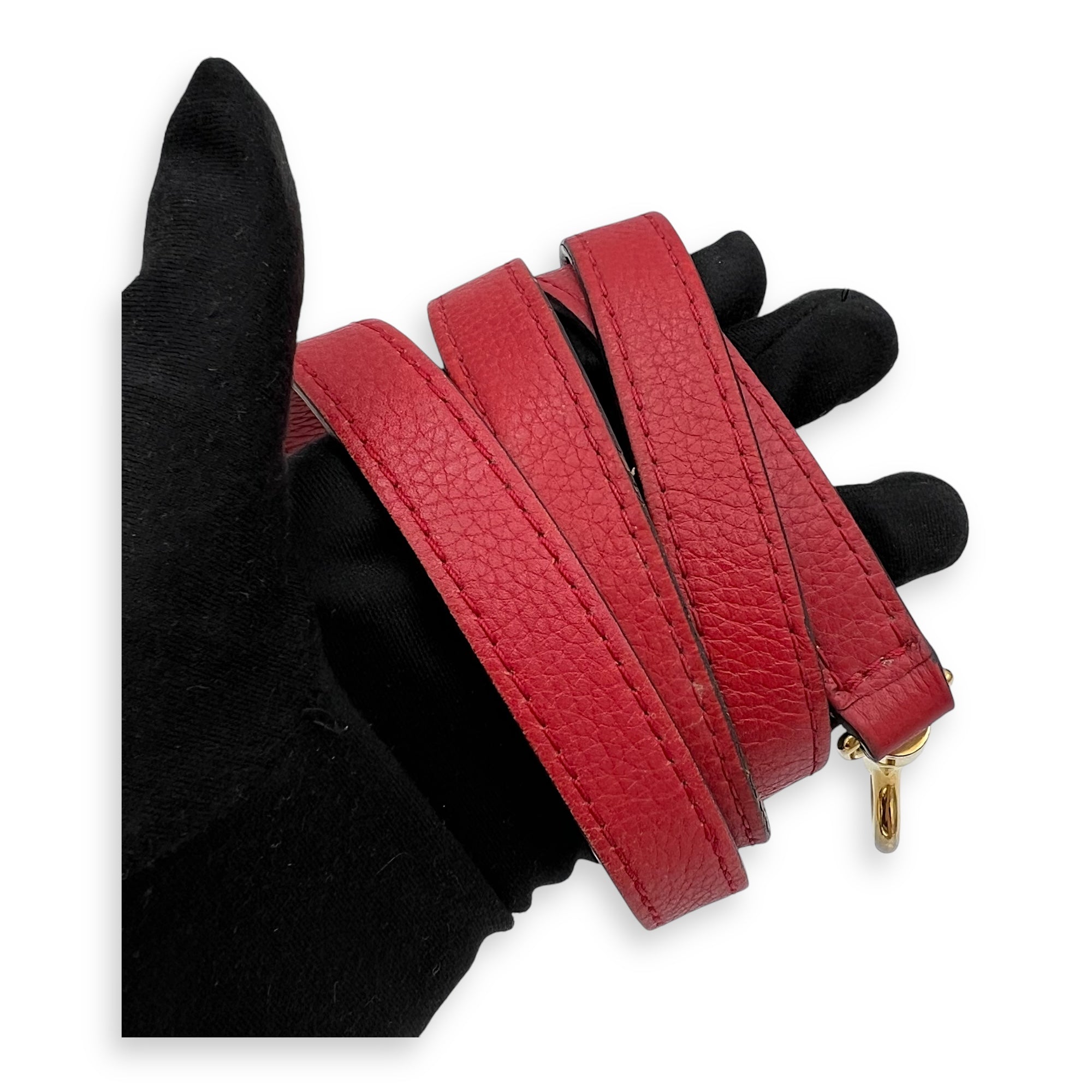 Luggage Nano Red Top Handle Bag in Calfskin, Gold hardware - Image 18