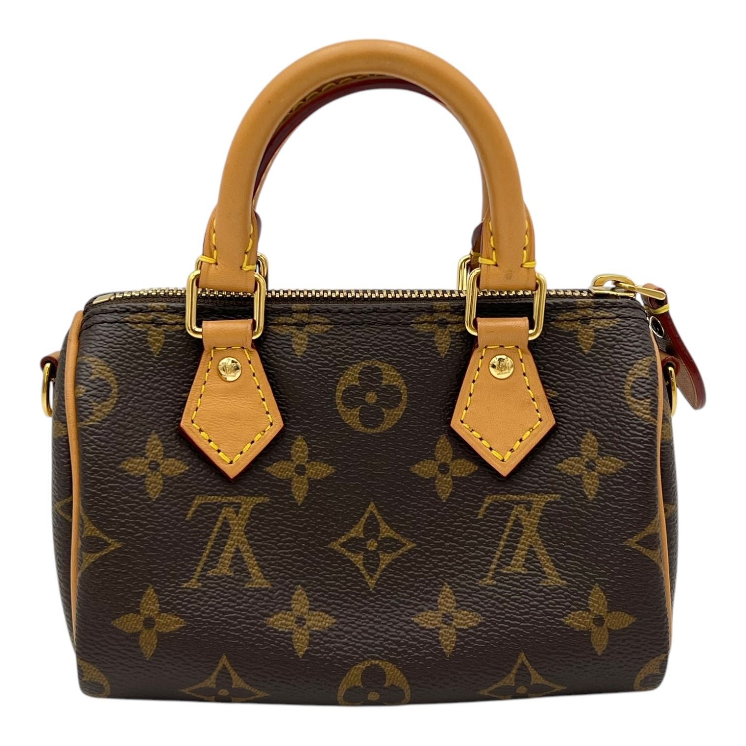 Speedy Crossbody Bag Nano Brown in Monogram Coated Canvas, Gold hardware - Image 3