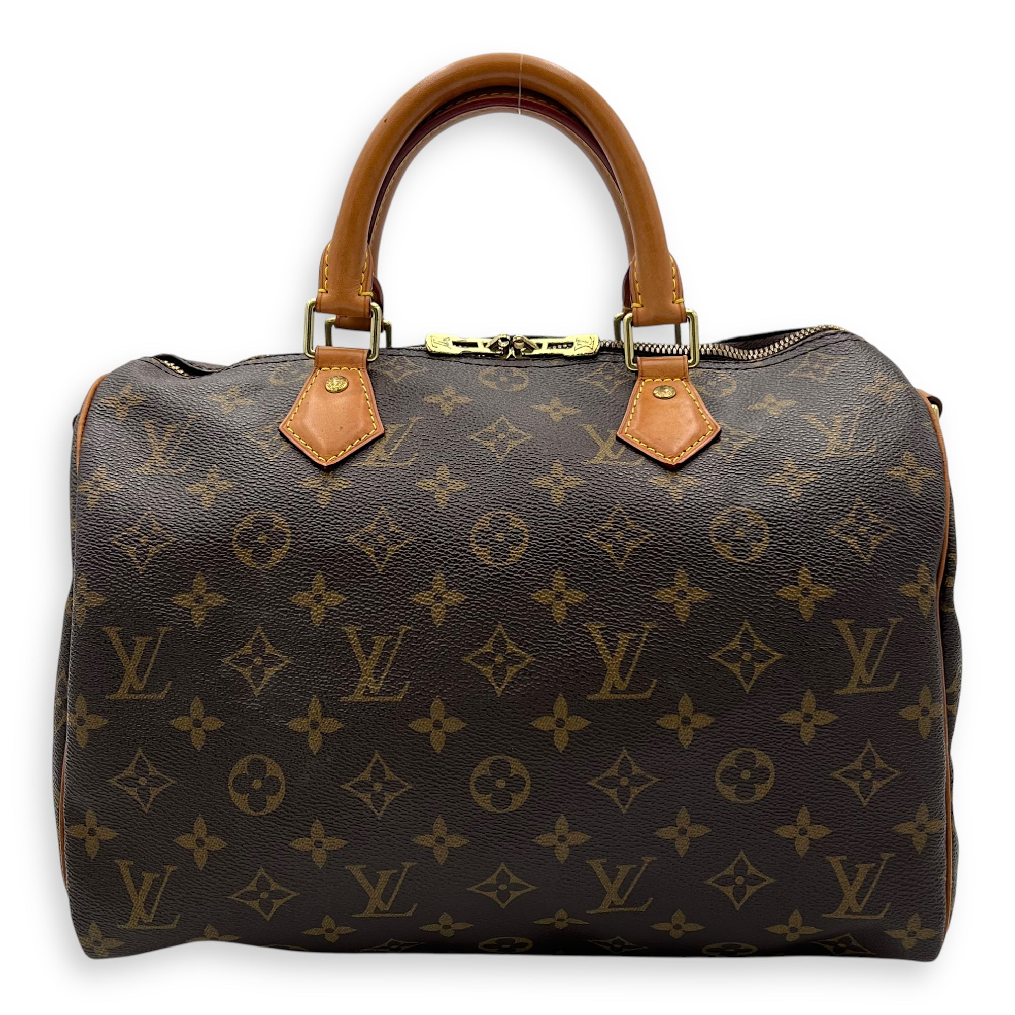 Speedy Bandouliere Top Handle Bag 30 Brown in Monogram Coated Canvas, Gold hardware