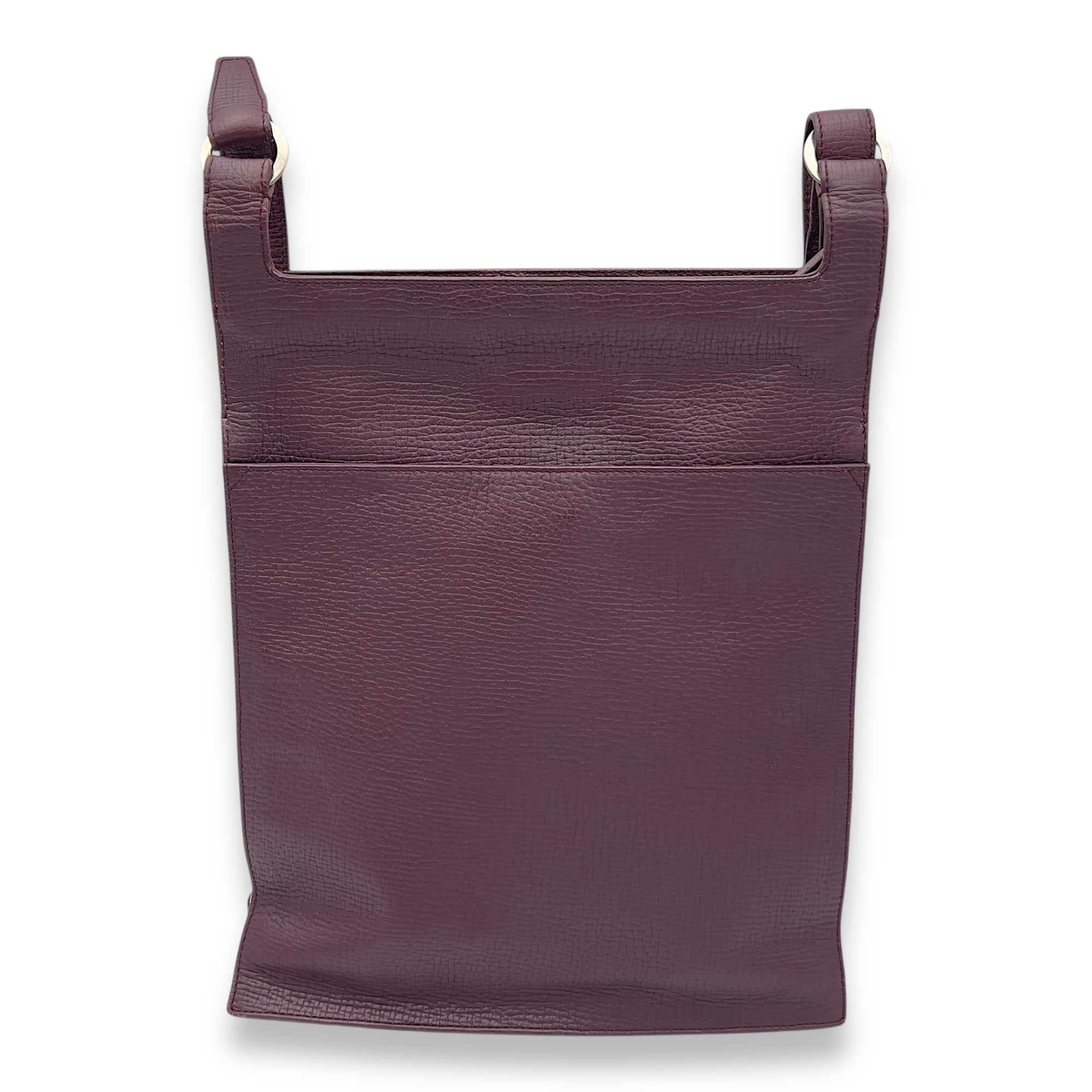 Logo Purple Crossbody Bag in Calfskin, Silver hardware - Image 3