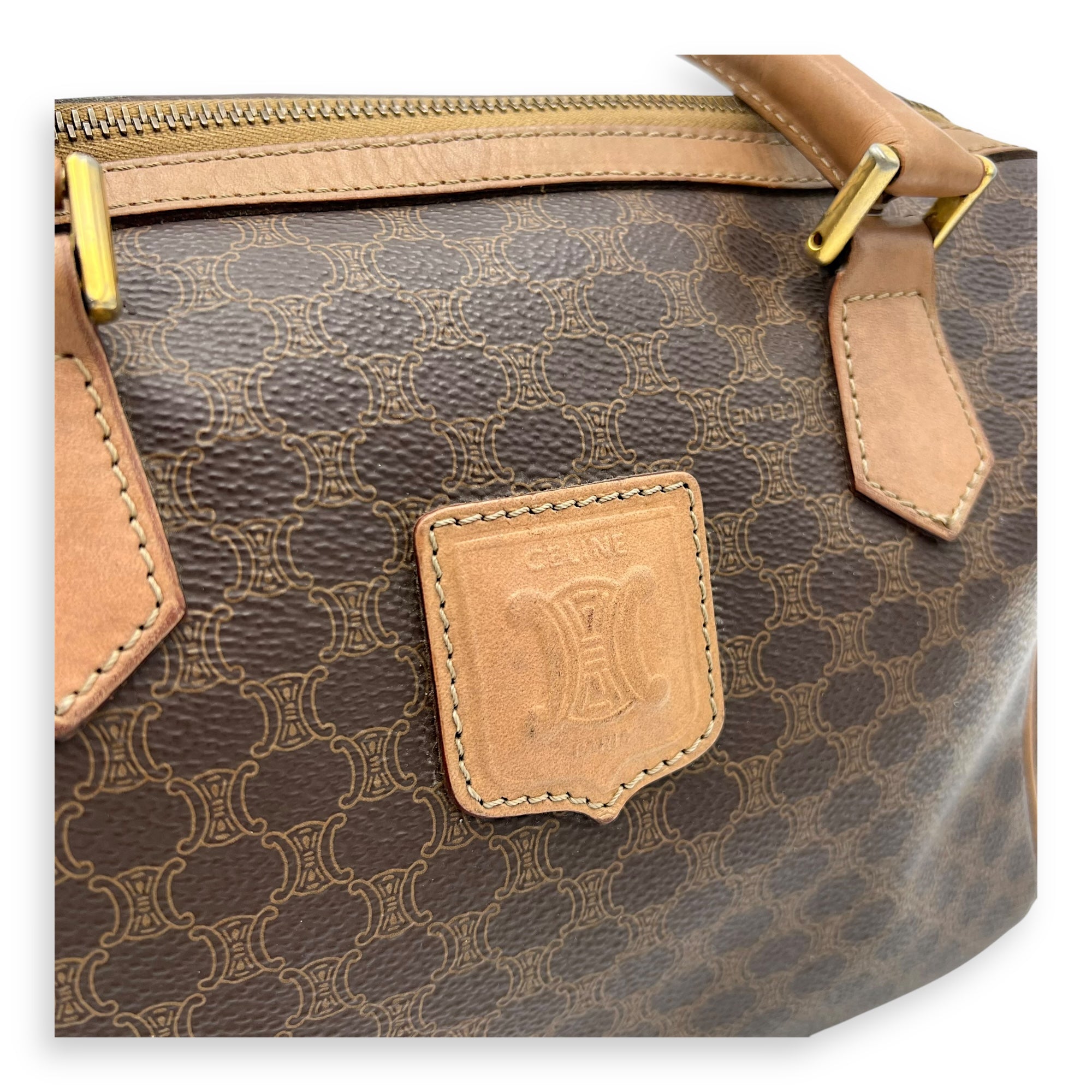 Macadam Top Handle Bag Brown in Coated Canvas, Gold hardware - Image 8