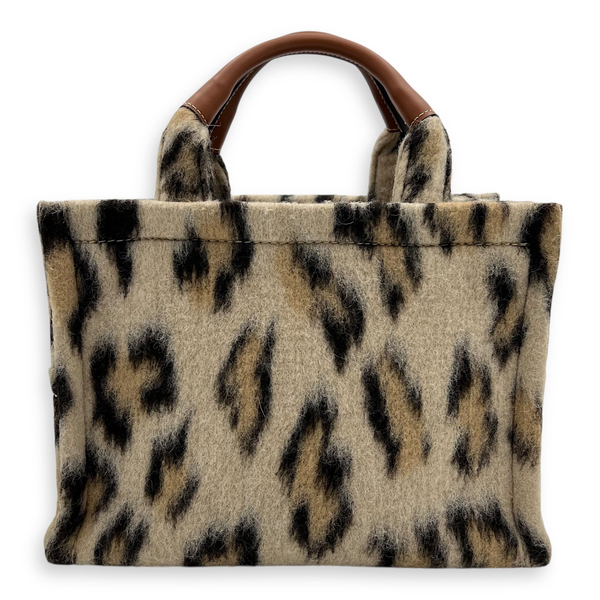 Cabas Small Brown Tote Bag in Wool, Gold hardware - Image 3