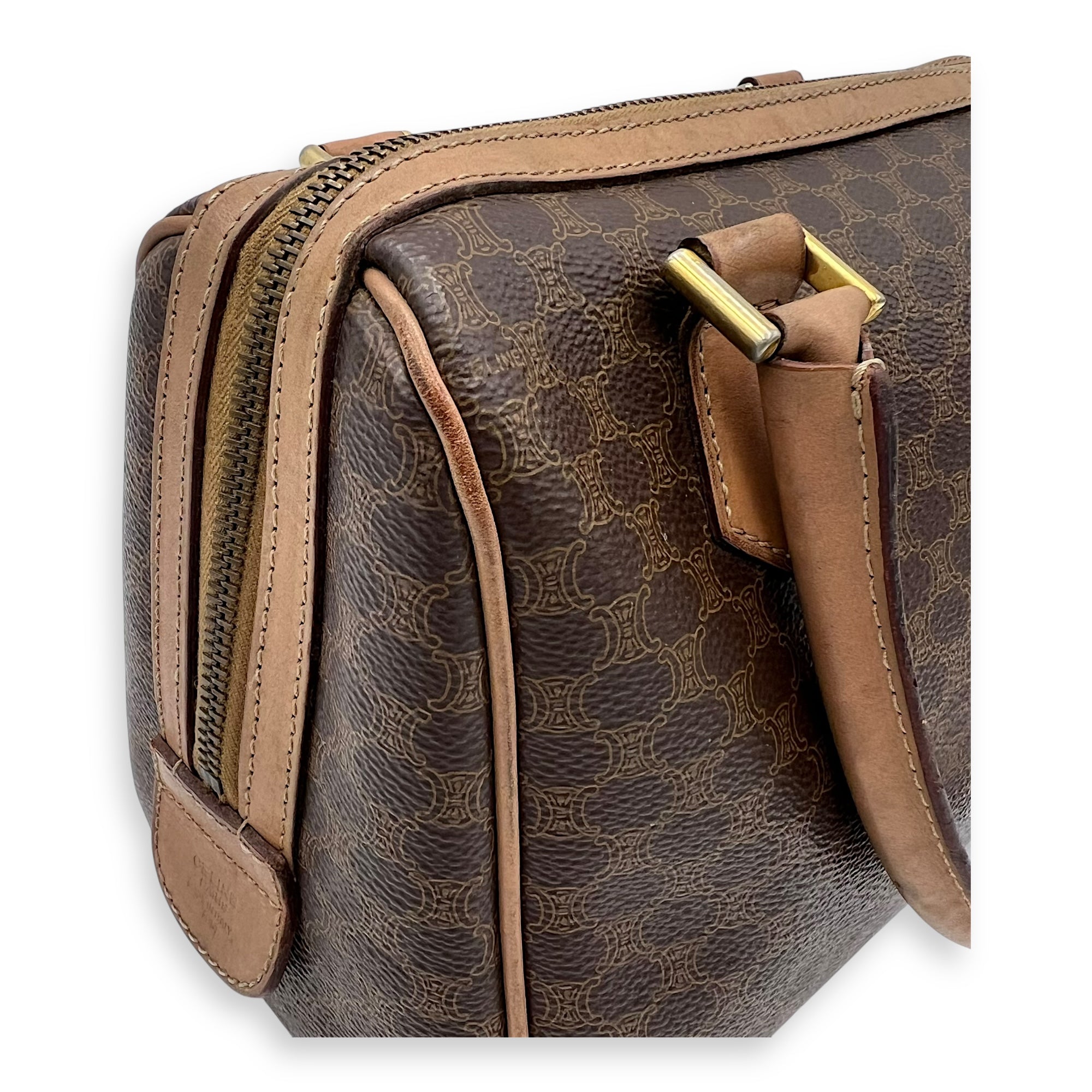 Macadam Top Handle Bag Brown in Coated Canvas, Gold hardware - Image 15