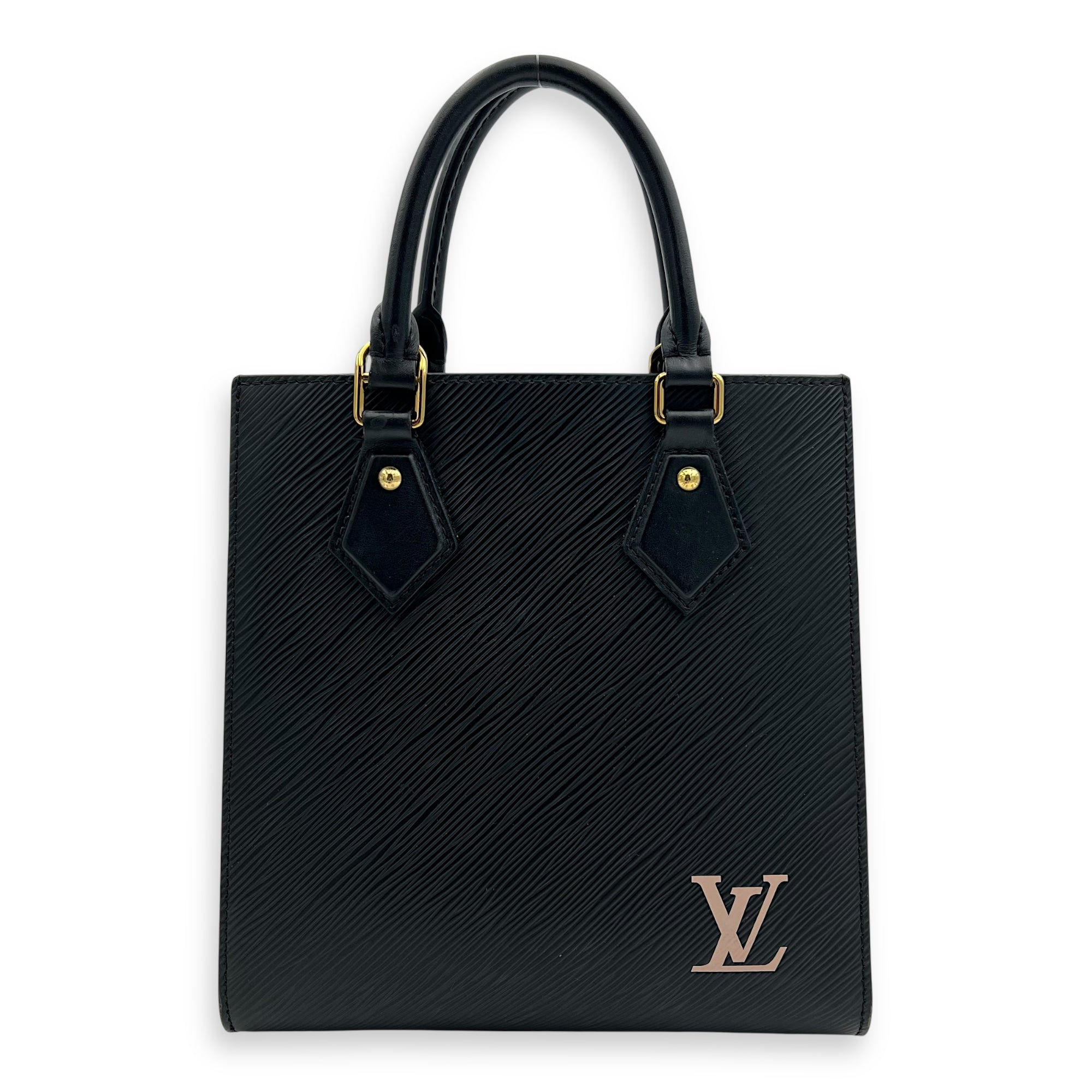 Sac Plat Top Handle Bag Black in Epi Leather, Gold hardware