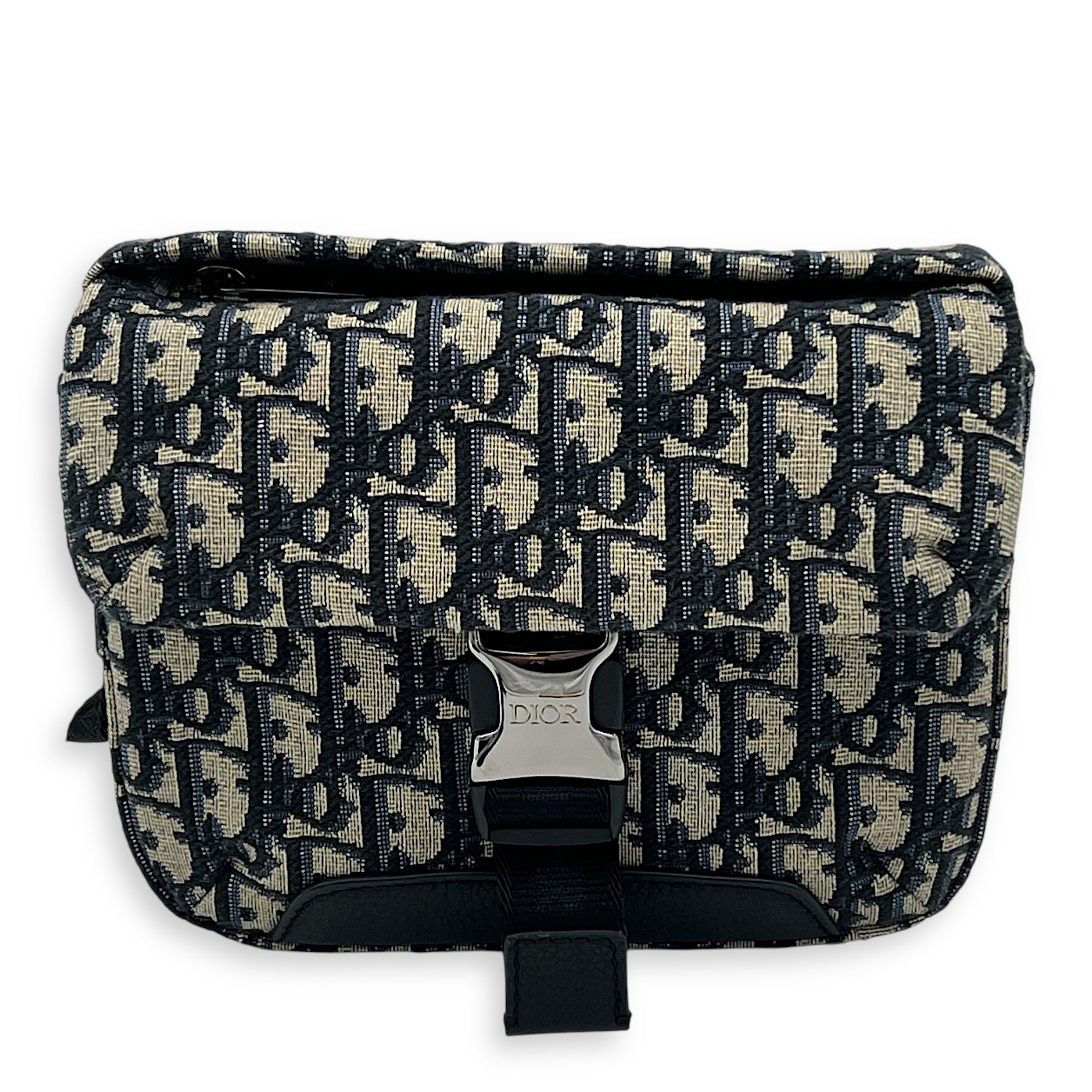 Oblique Blue Crossbody Bag in Jacquard, Silver hardware