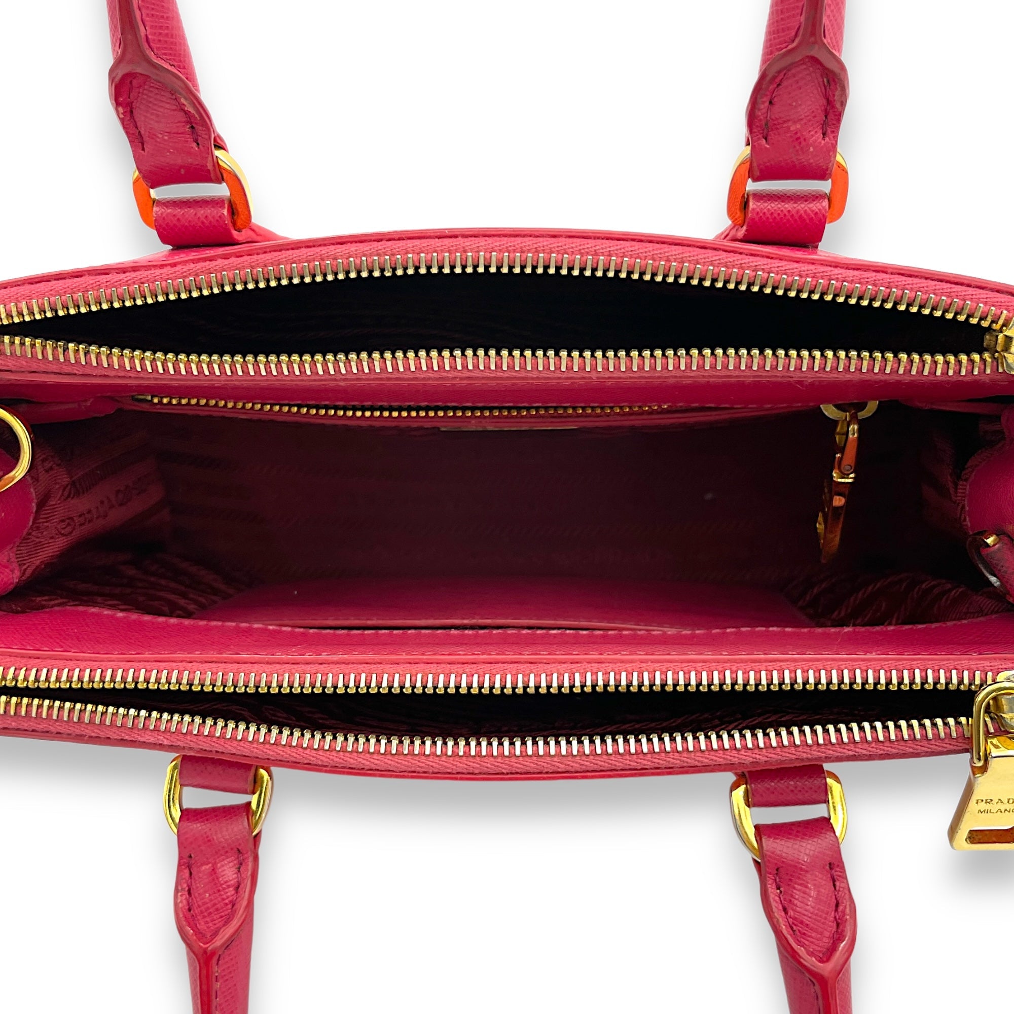 Galleria Small Pink Top Handle Bag in Saffiano Leather, Gold hardware - Image 12